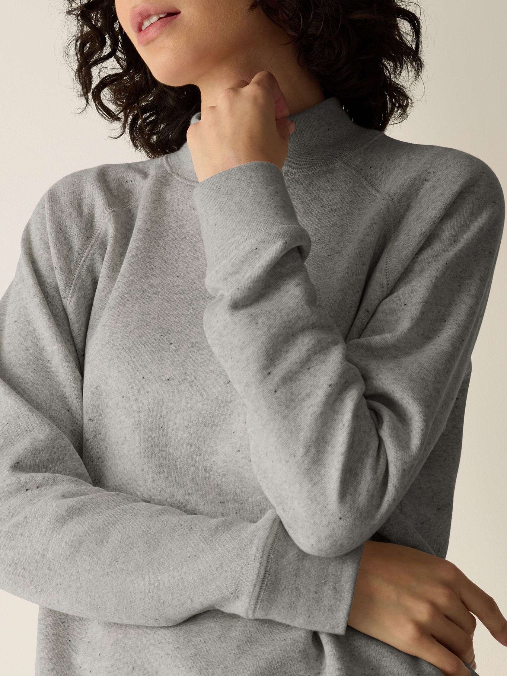 Heathered Fleece High Neck Top