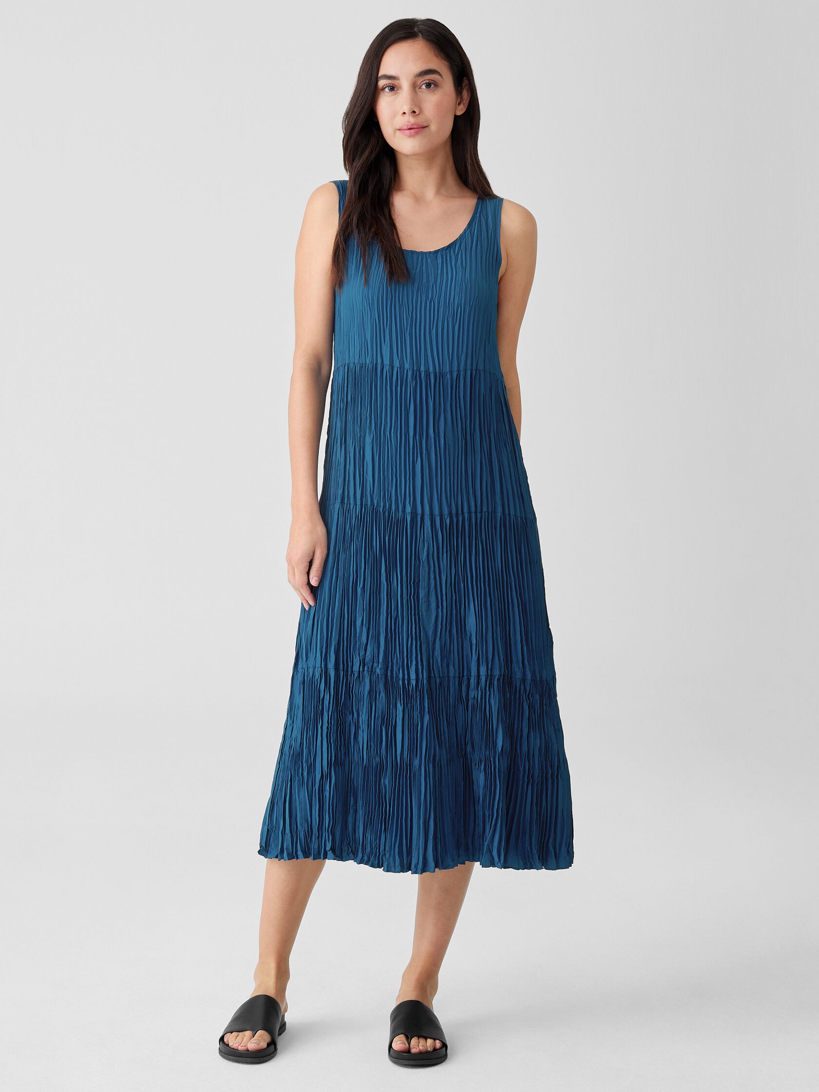 Crushed Silk Tiered Dress