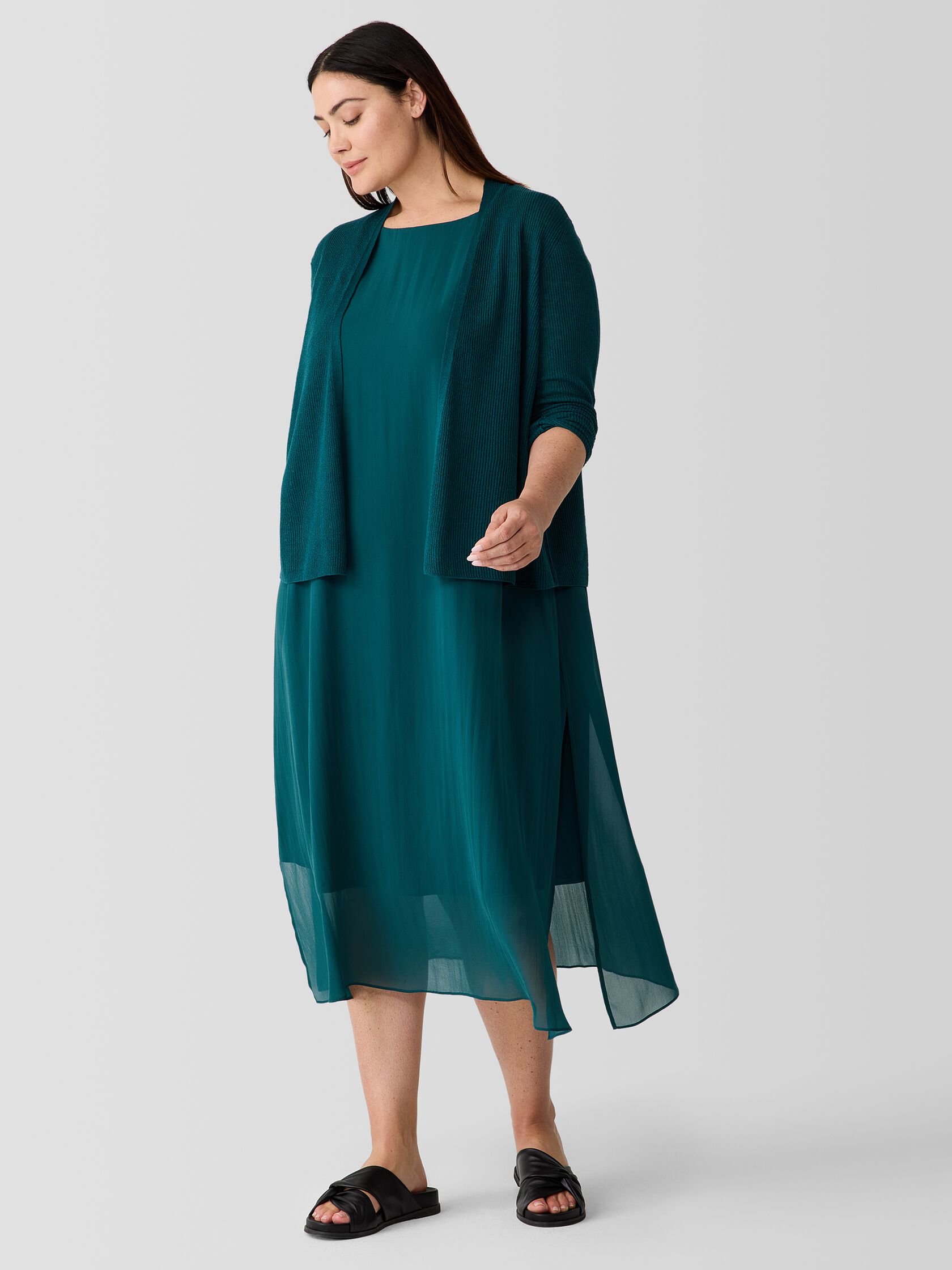 Organic Linen Cotton Airy Tuck Cropped Cardigan