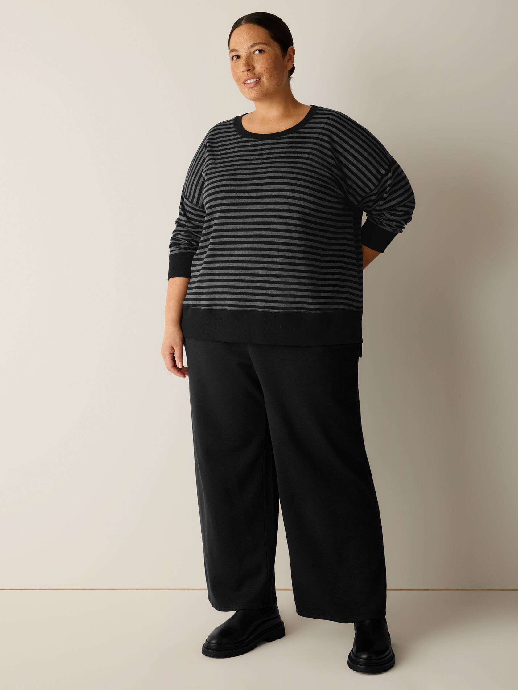 Striped Cozy Brushed Terry Box-Top