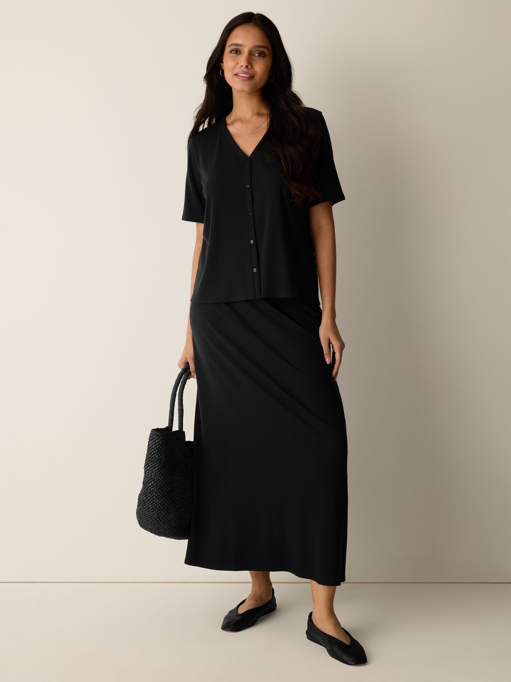 Ribbed Knit V-Neck Top