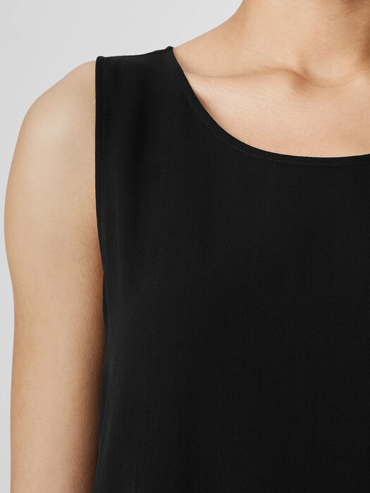 Silk Georgette Crepe Ballet Neck Long Tank