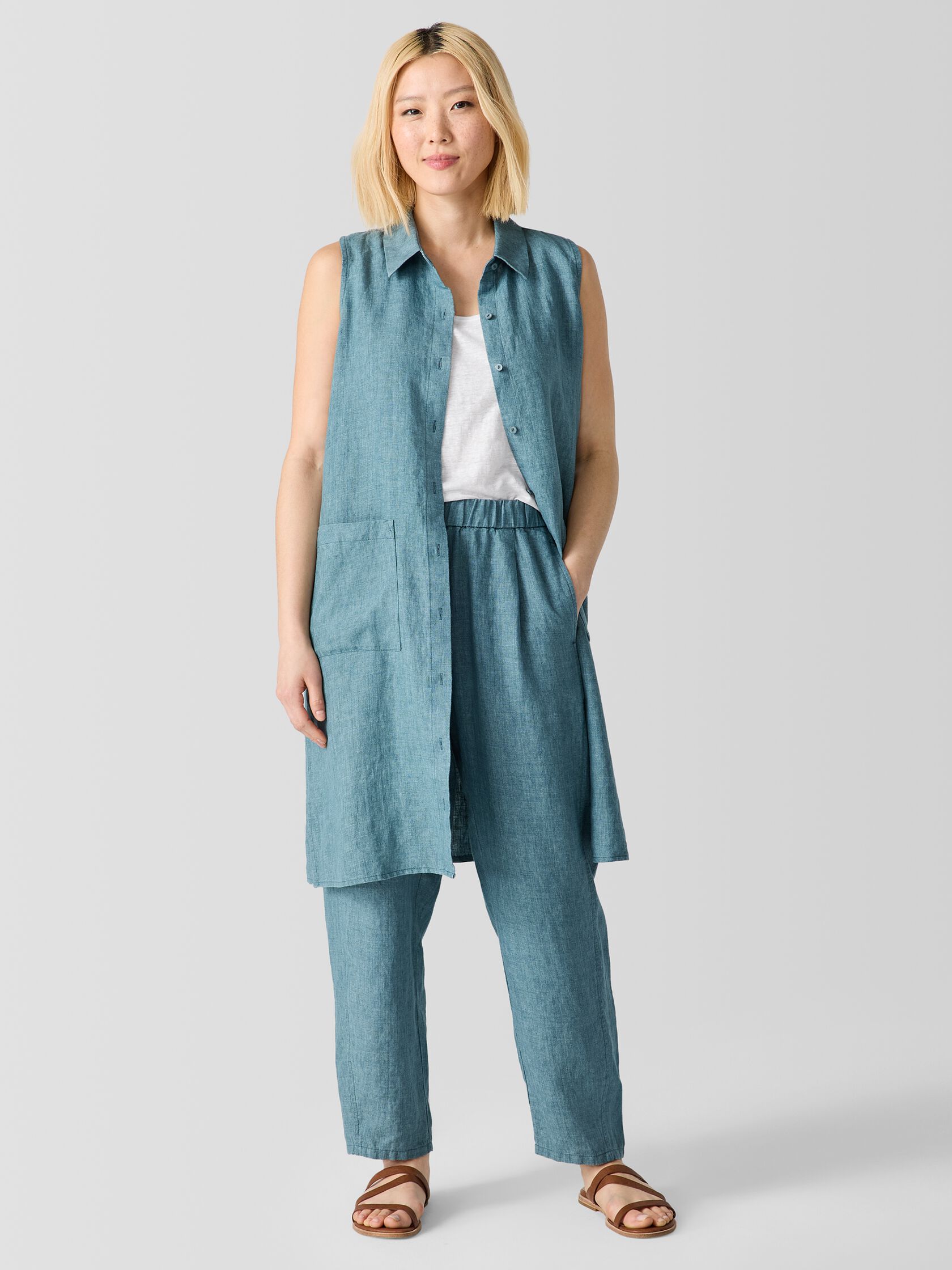Washed Organic Linen Délavé Lantern Pant