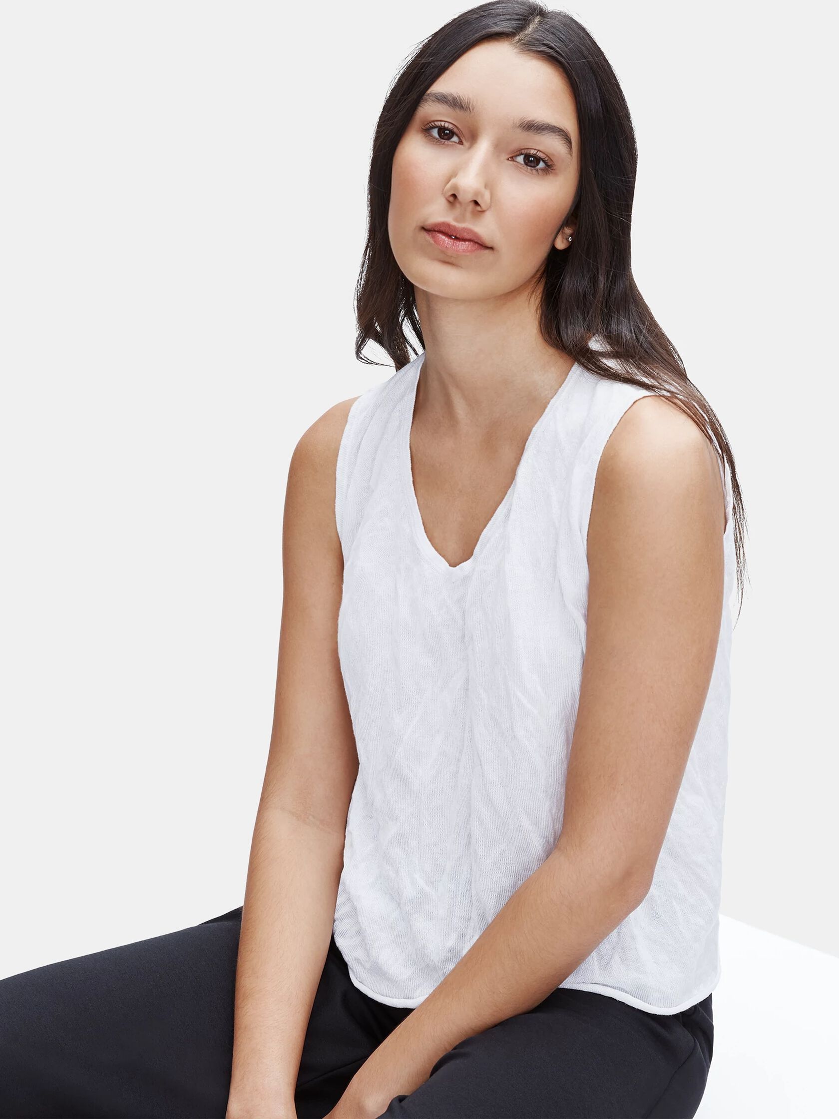 Tencel & Metal V-Neck Shell