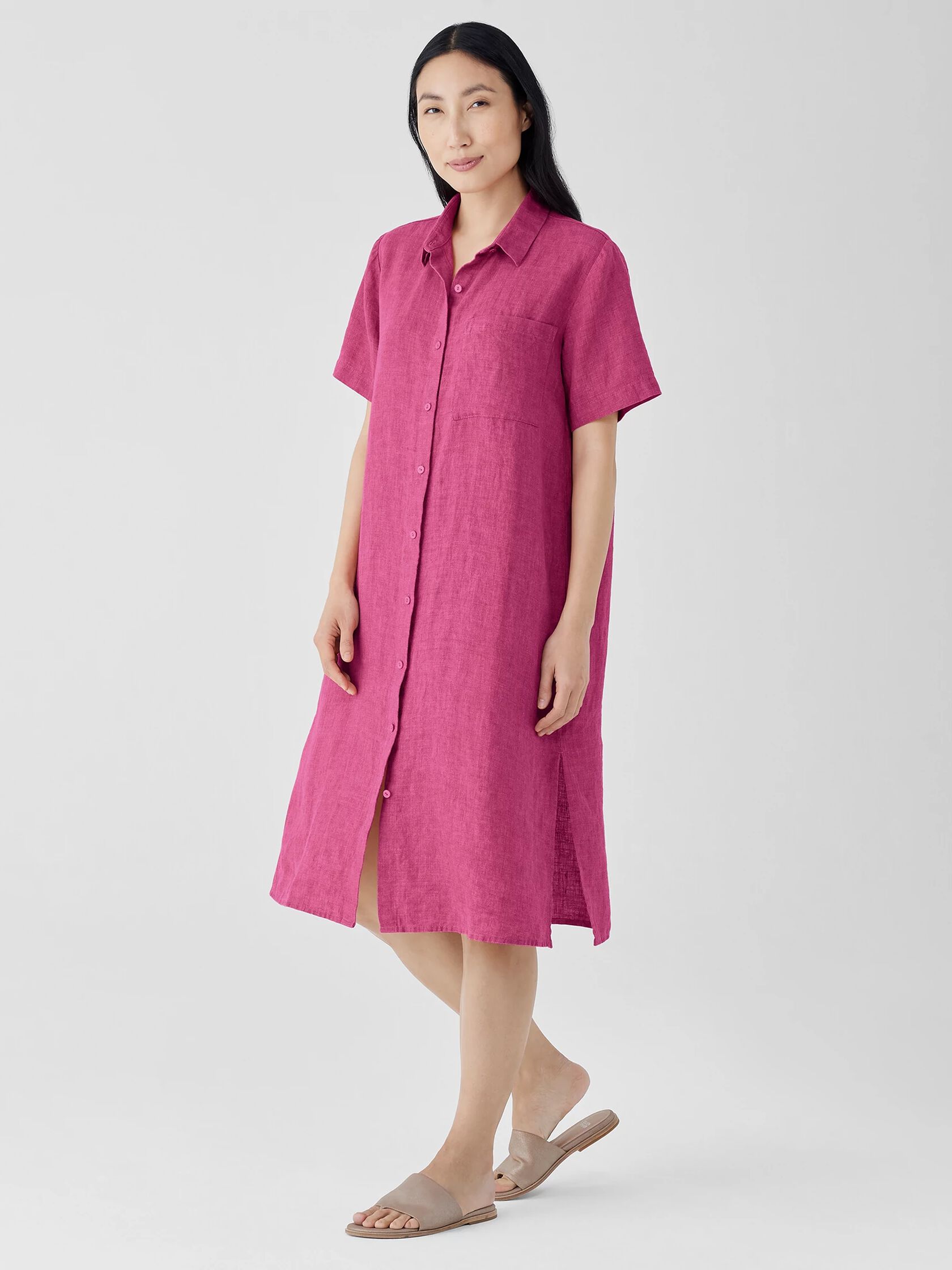 Washed Organic Linen Délavé Shirtdress