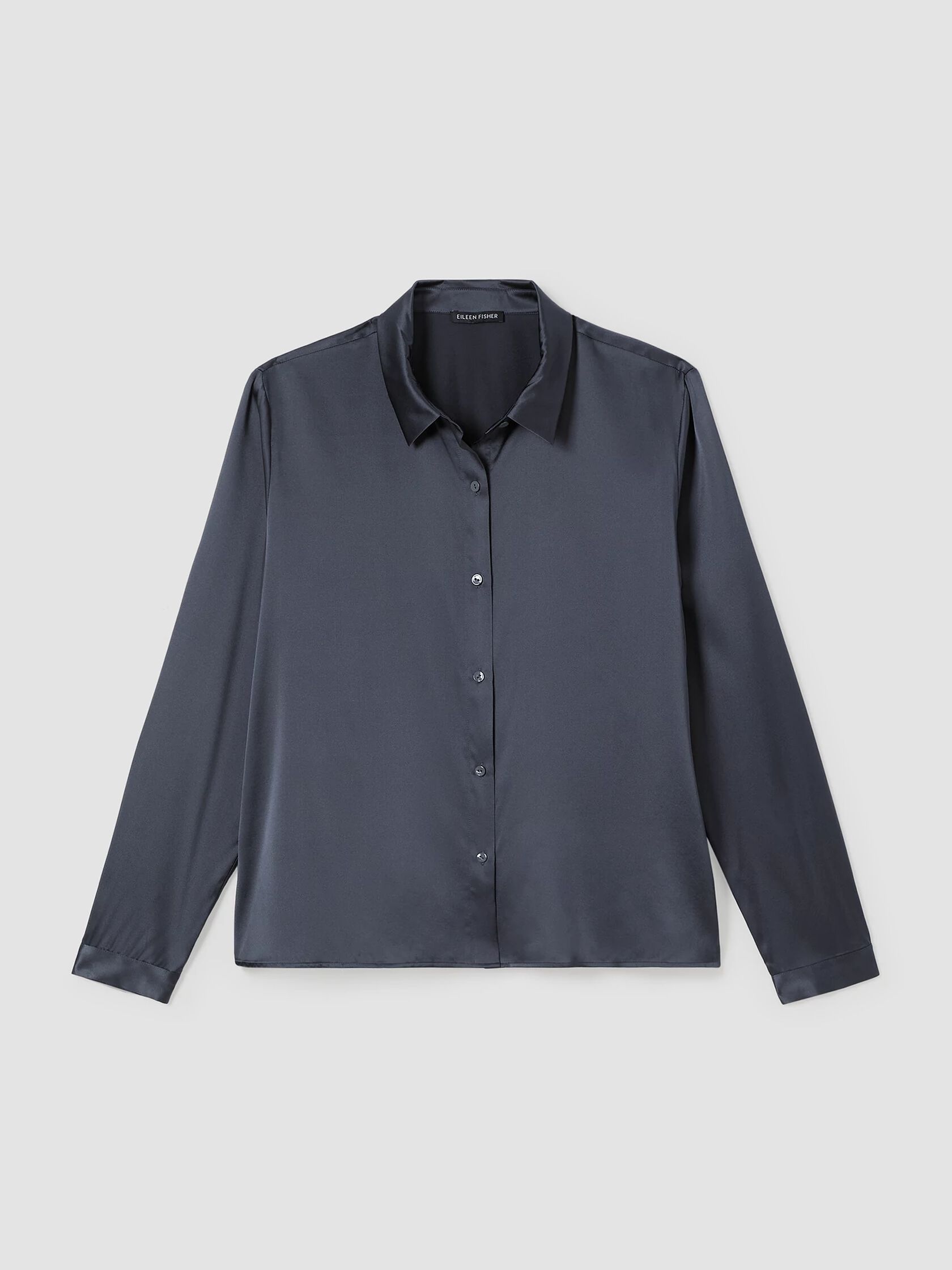 Stretch Silk Charmeuse Classic Collar Shirt