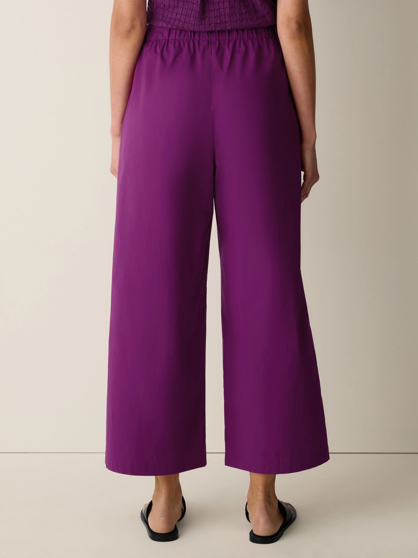Stretch Organic Cotton Poplin Wide-Leg Pant
