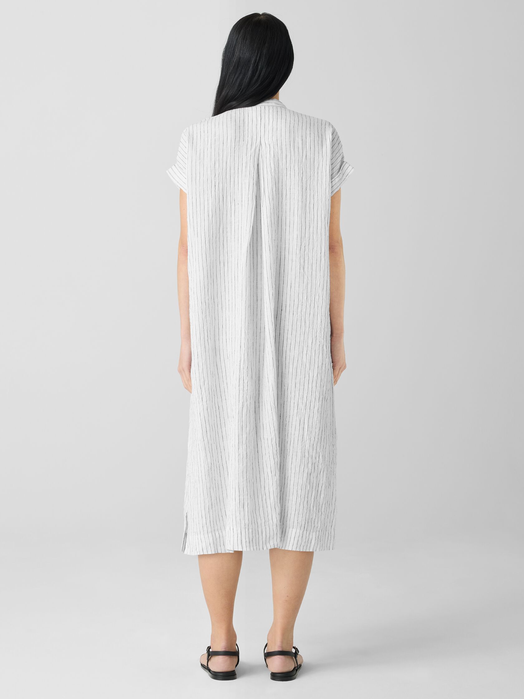 Puckered Organic Linen Shirtdress