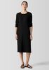 Textured Stretch Rib Crew Neck Dress