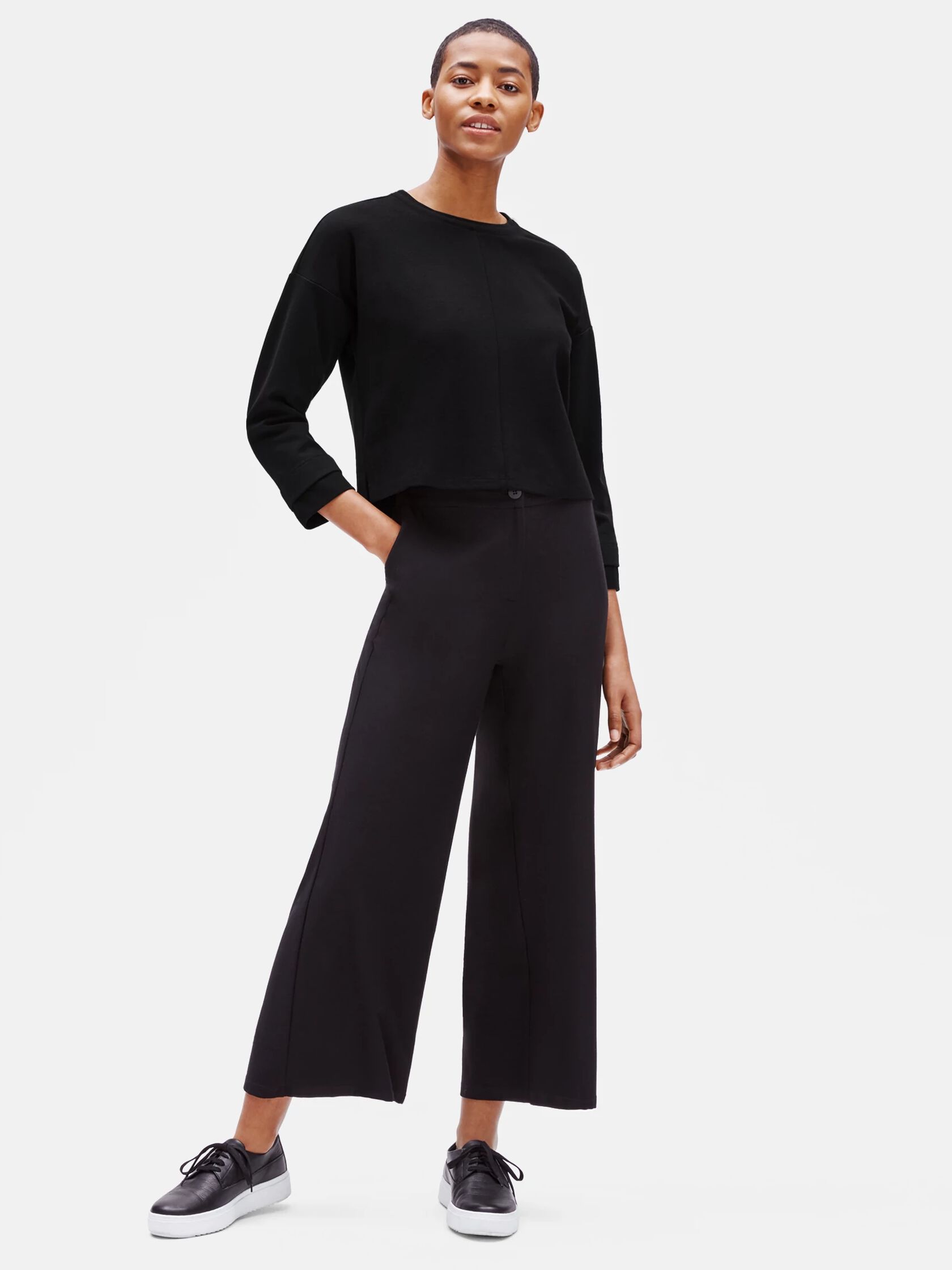 Resewn Rayon and Ponte Cropped Pullover
