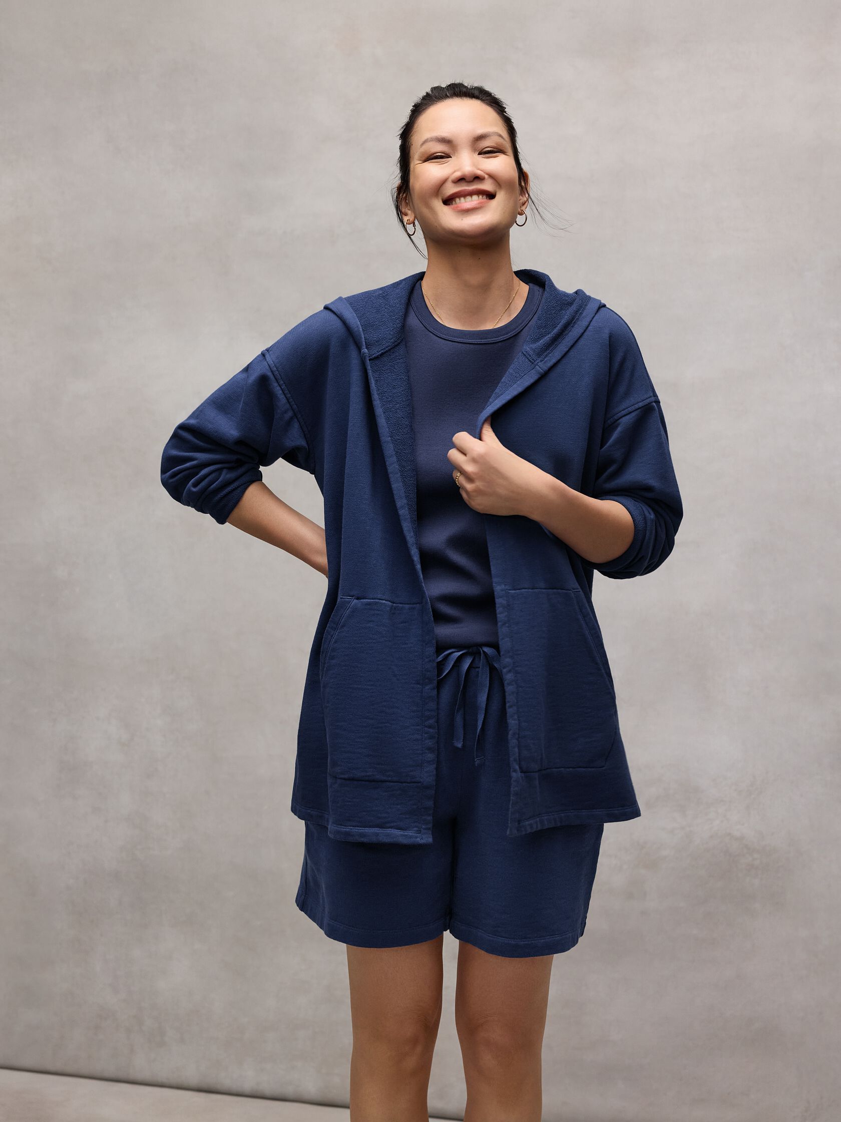 Garment-Dyed Organic Cotton Terry Hooded Jacket