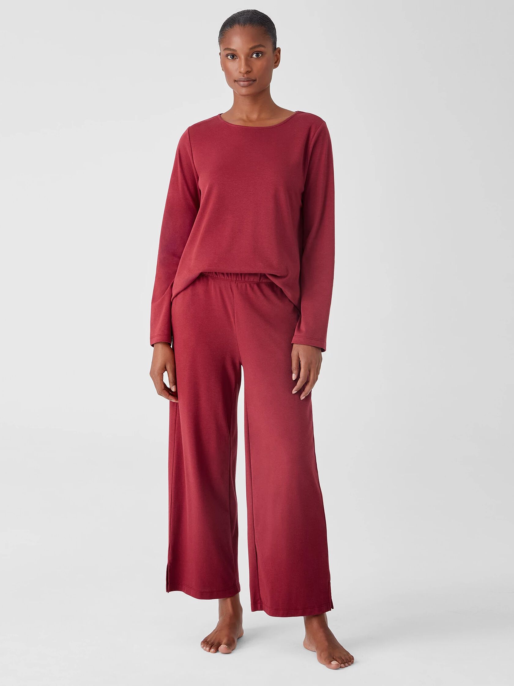 Cozy Organic Cotton Interlock Wide-Leg Pant