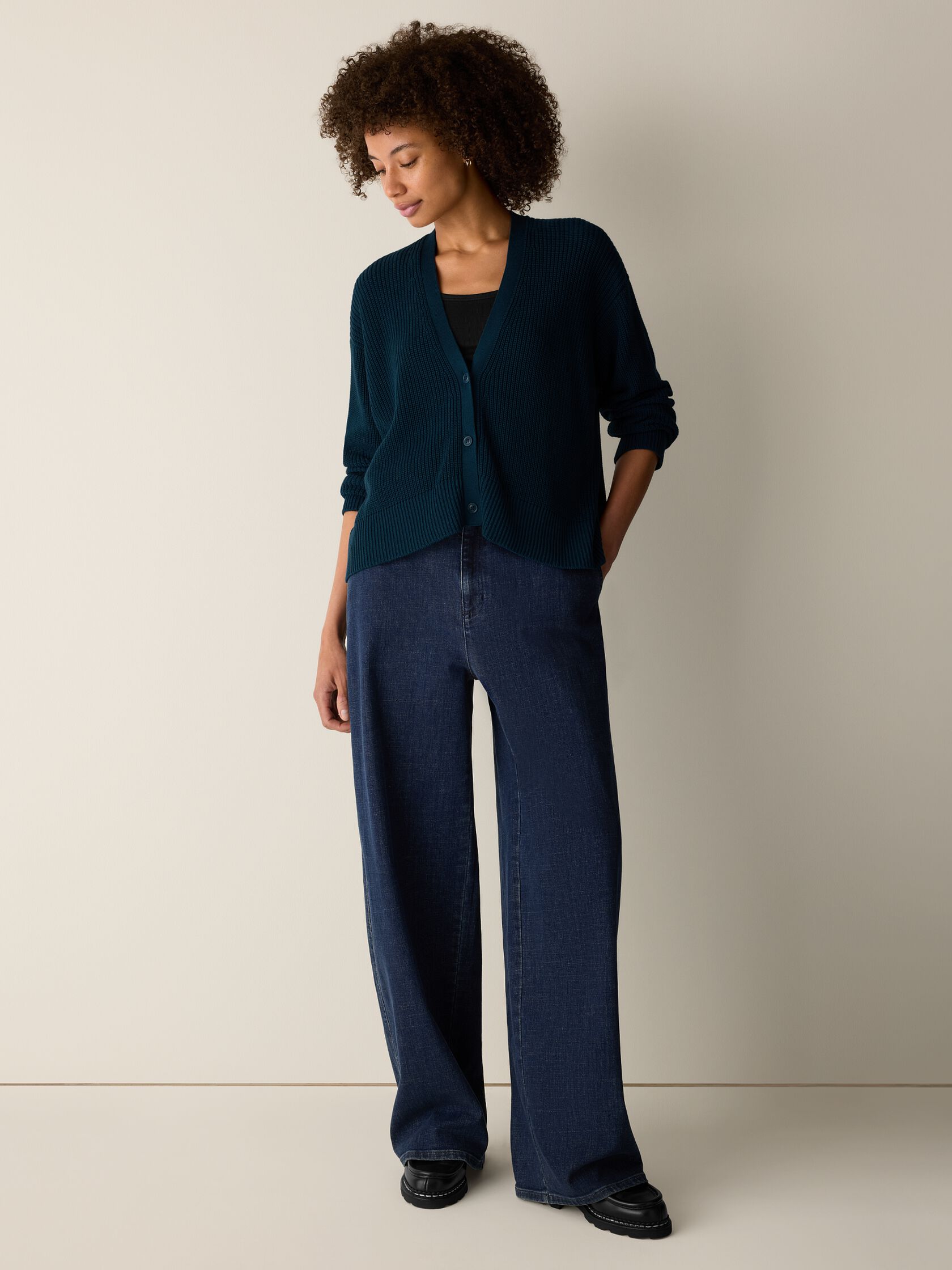 Peruvian Cotton Blend V-Neck Cardigan