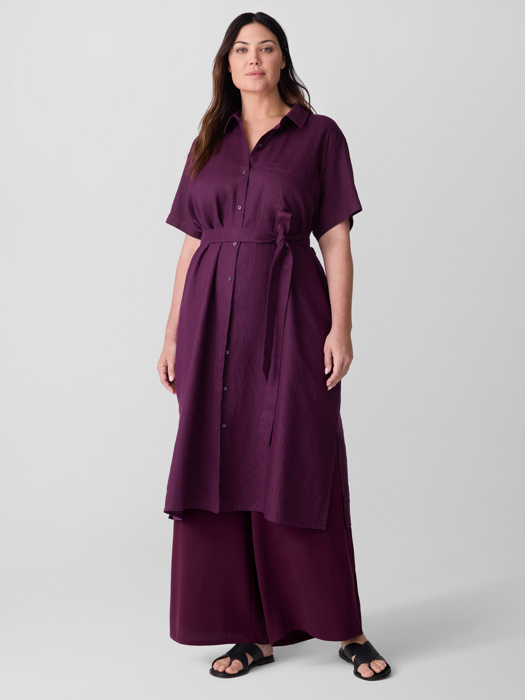 Organic Linen Classic Collar Shirtdress