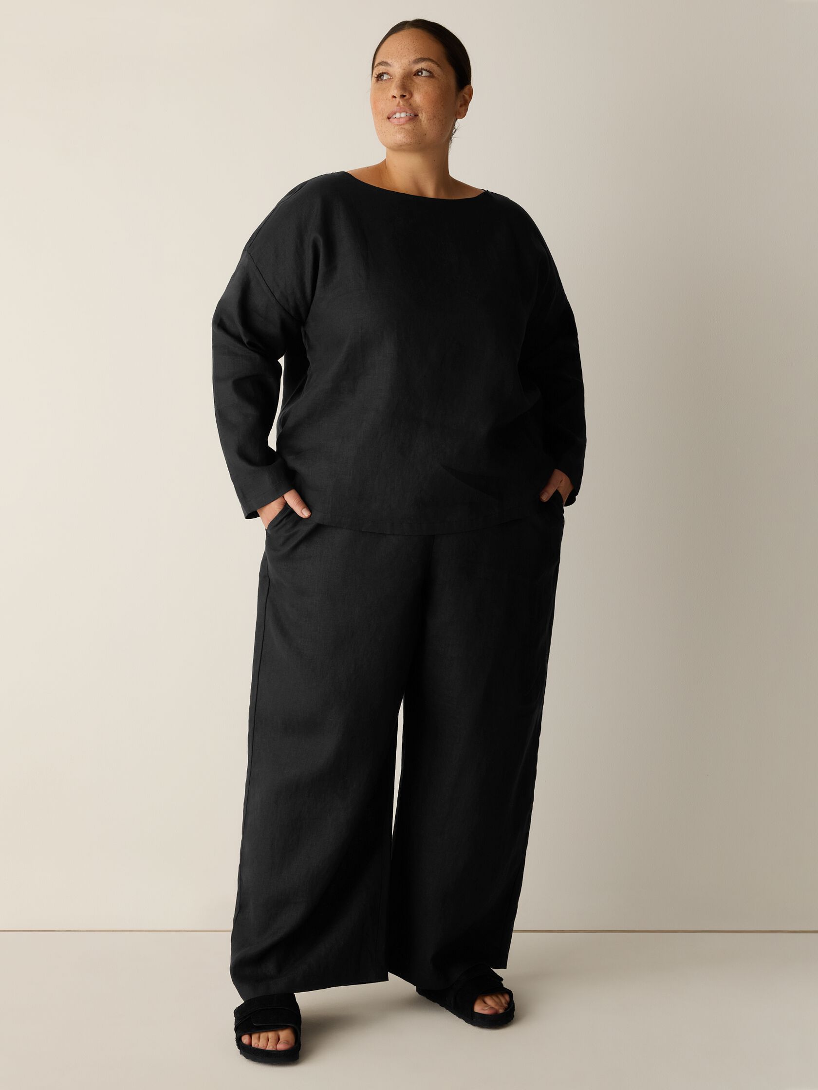 Organic Handkerchief Linen Bateau Neck Box-Top