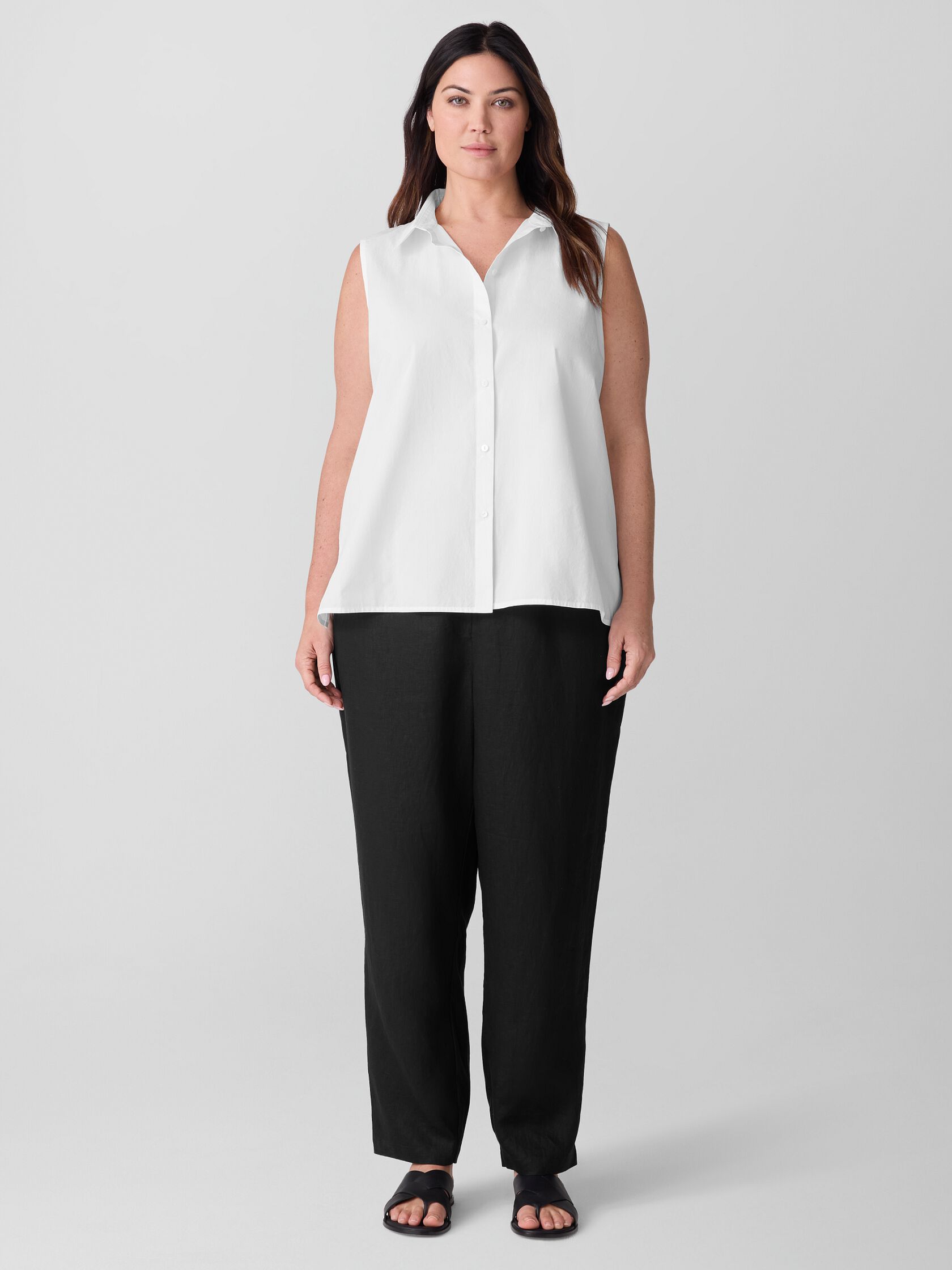 Washed Organic Cotton Poplin Sleeveless Shirt