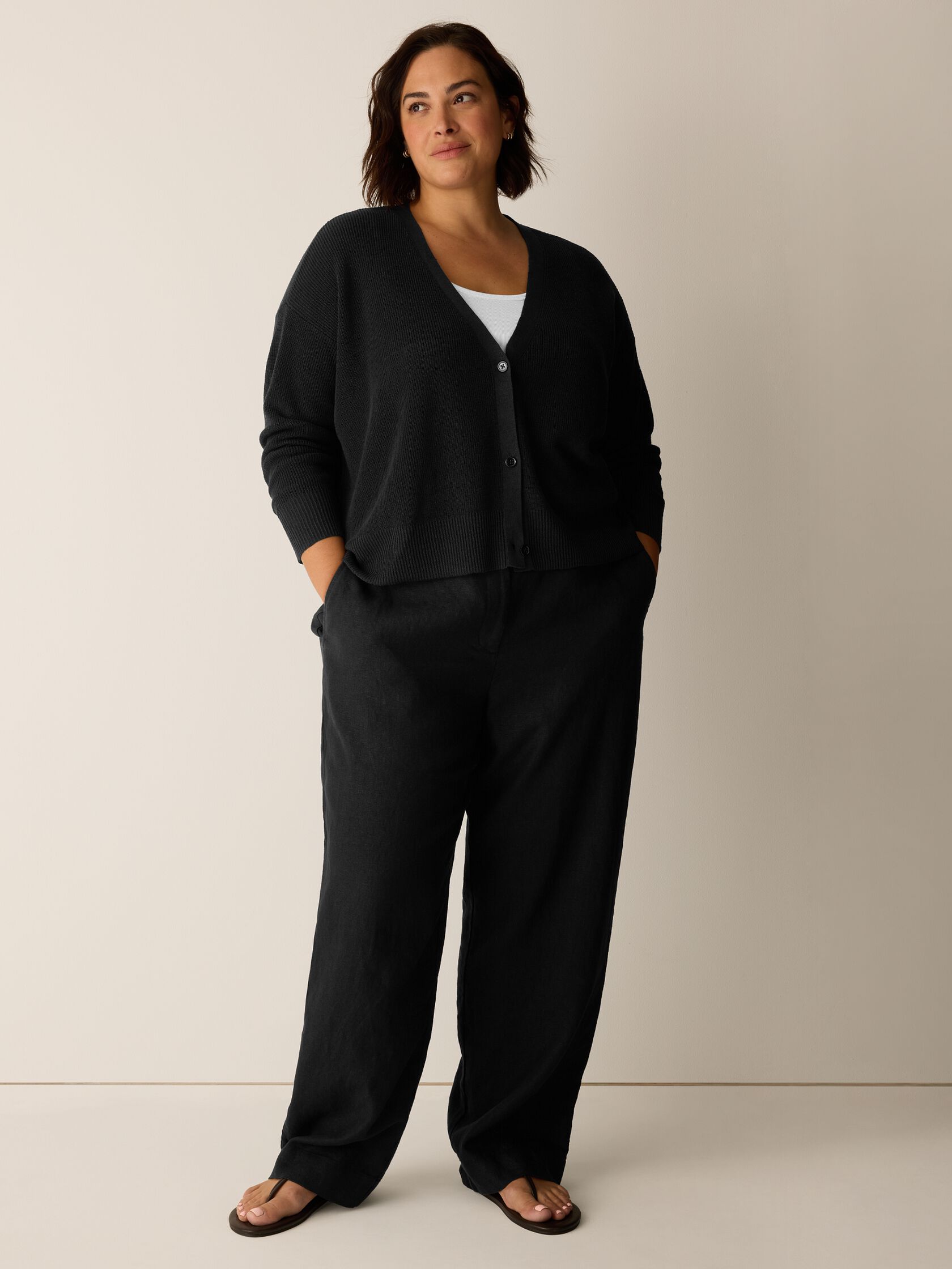 Heavy Organic Linen Full-Length Straight Trouser