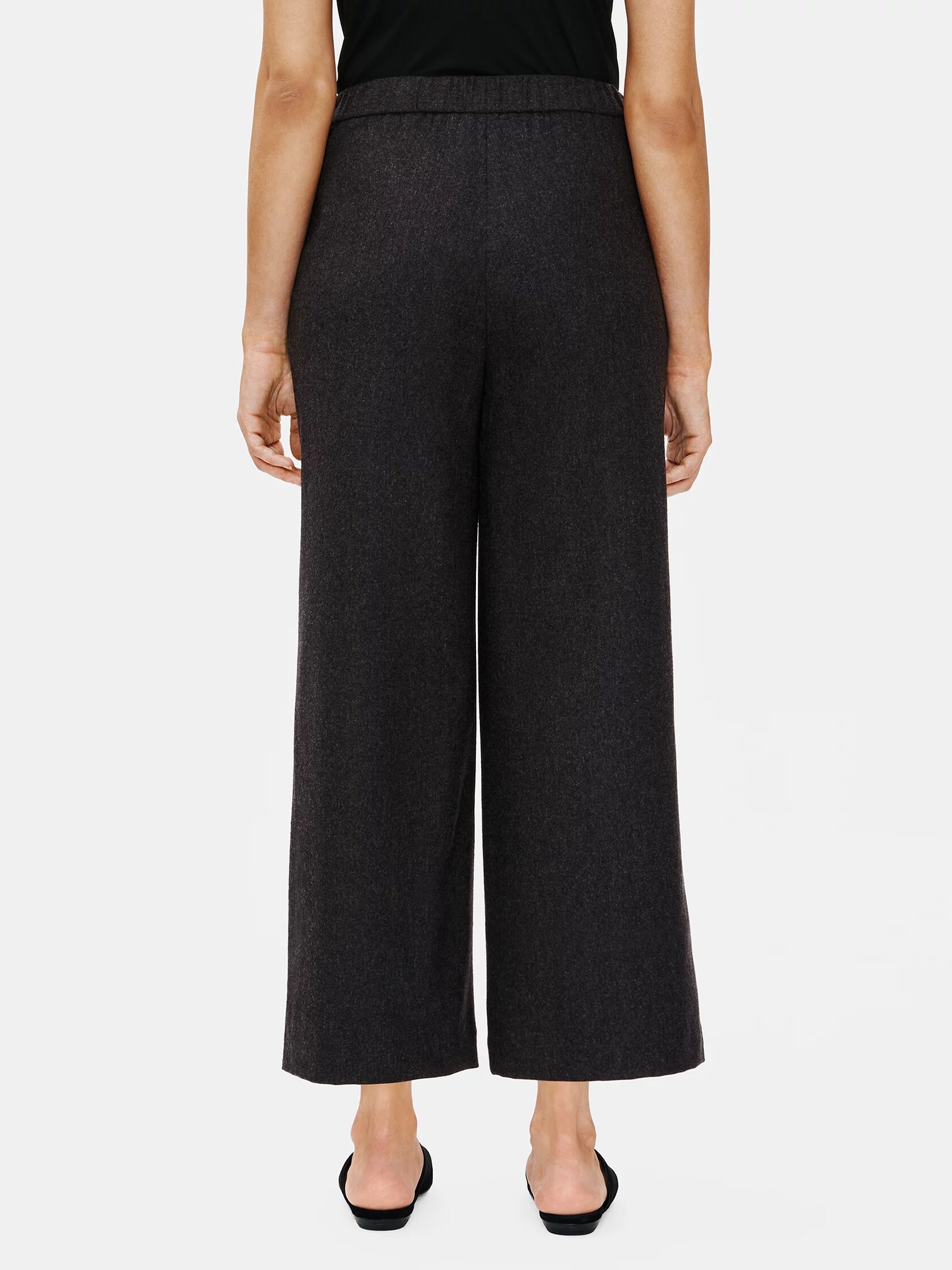 Soft Wool Flannel Wide-Leg Ankle Pant