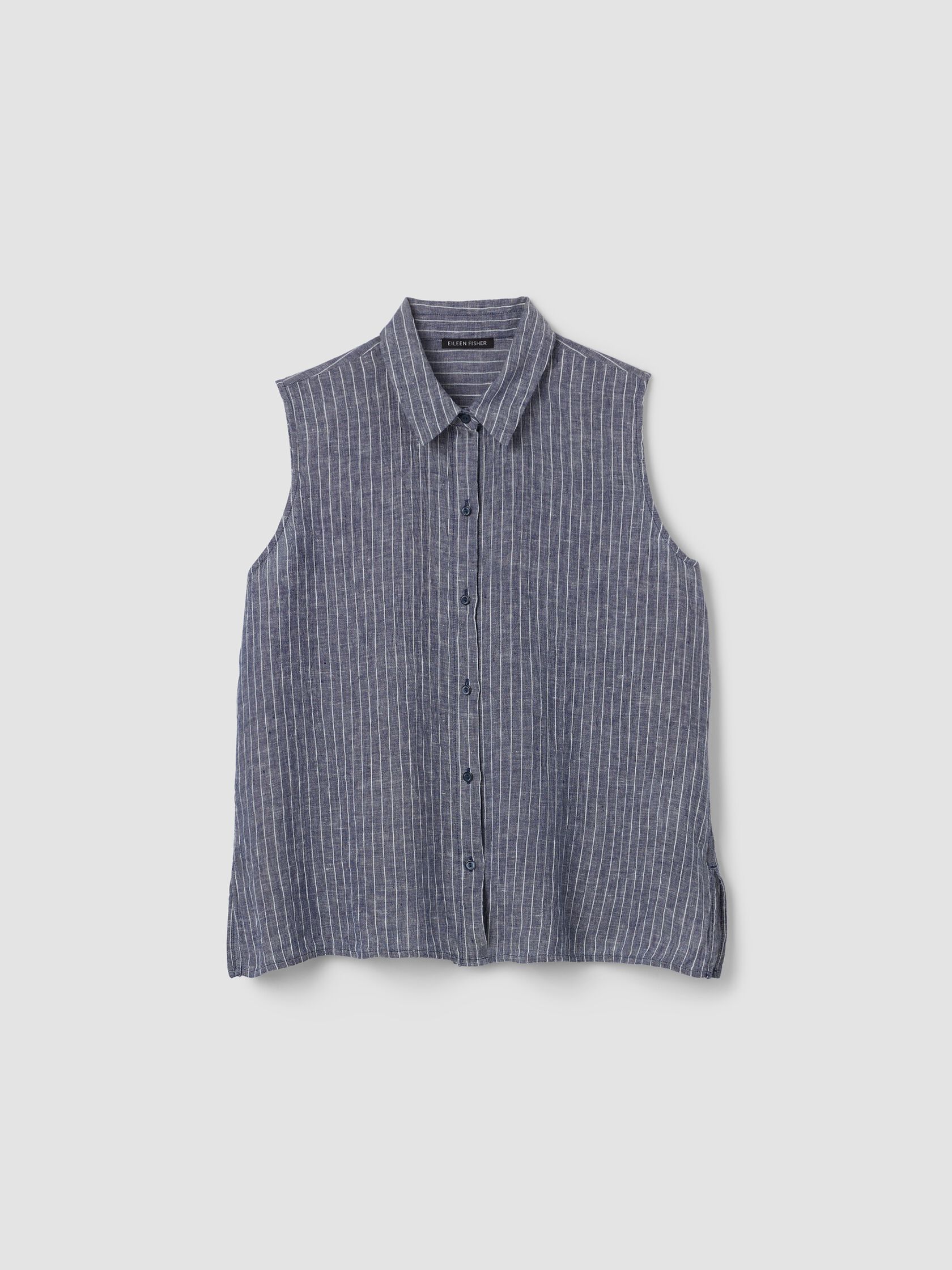 Puckered Organic Linen Sleeveless Shirt