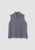 Puckered Organic Linen Sleeveless Shirt