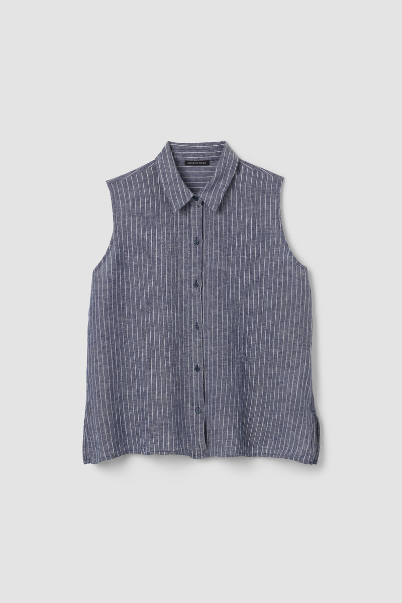 Puckered Organic Linen Sleeveless Shirt Puckered Organic Linen Sleeveless Shirt
