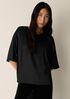Stretch Silk Charmeuse Round Neck Top