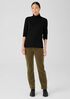 Ribbed Pima Cotton Blend Turtleneck Top