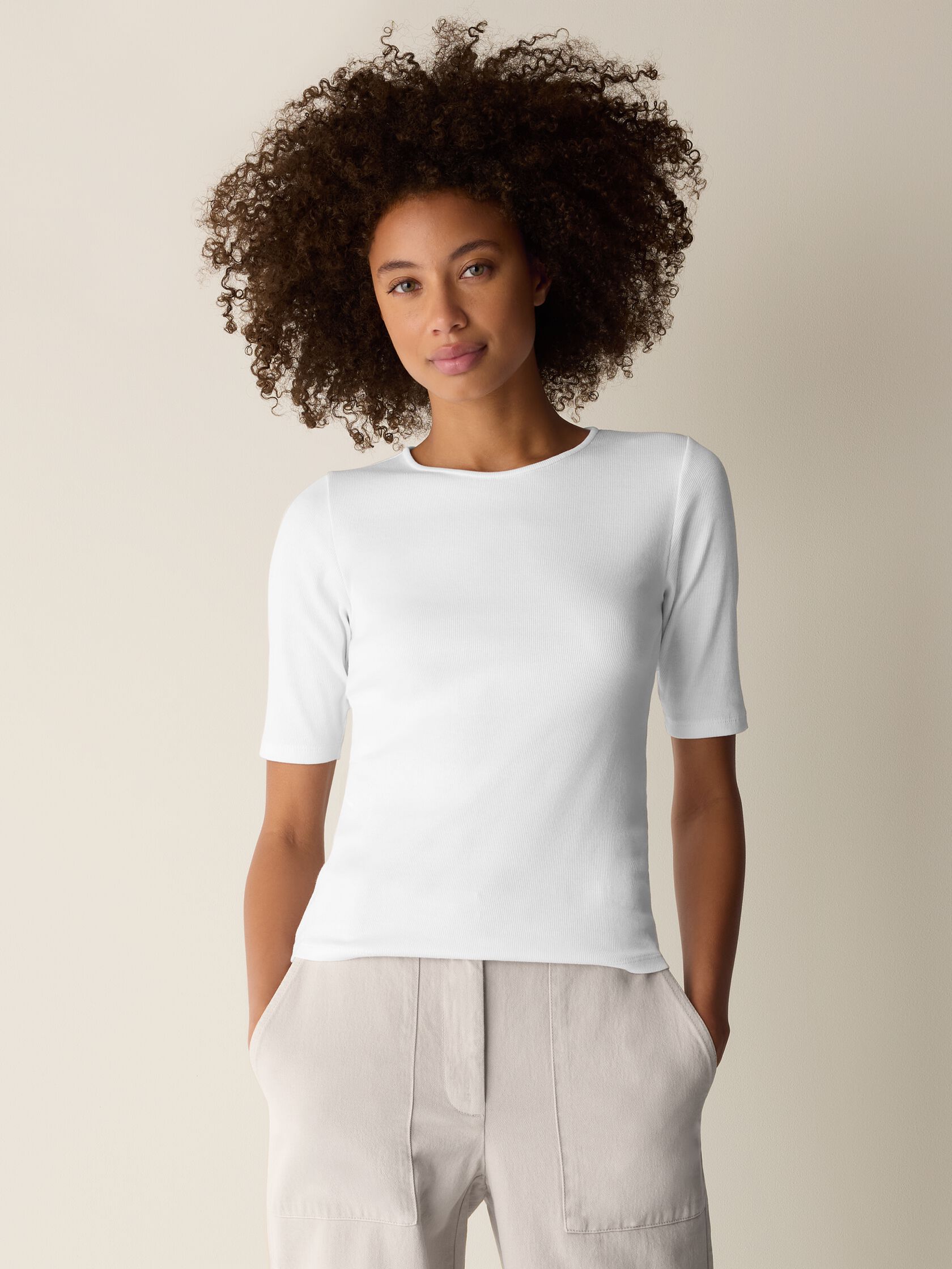 Organic Cotton Stretch Rib Crew Neck Tee