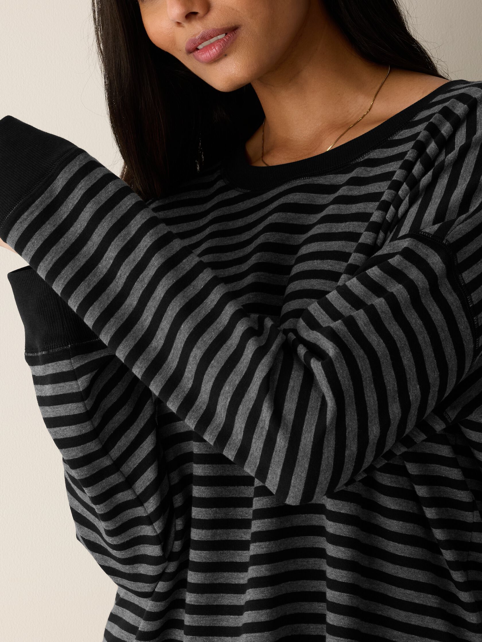 Striped Cozy Brushed Terry Box-Top