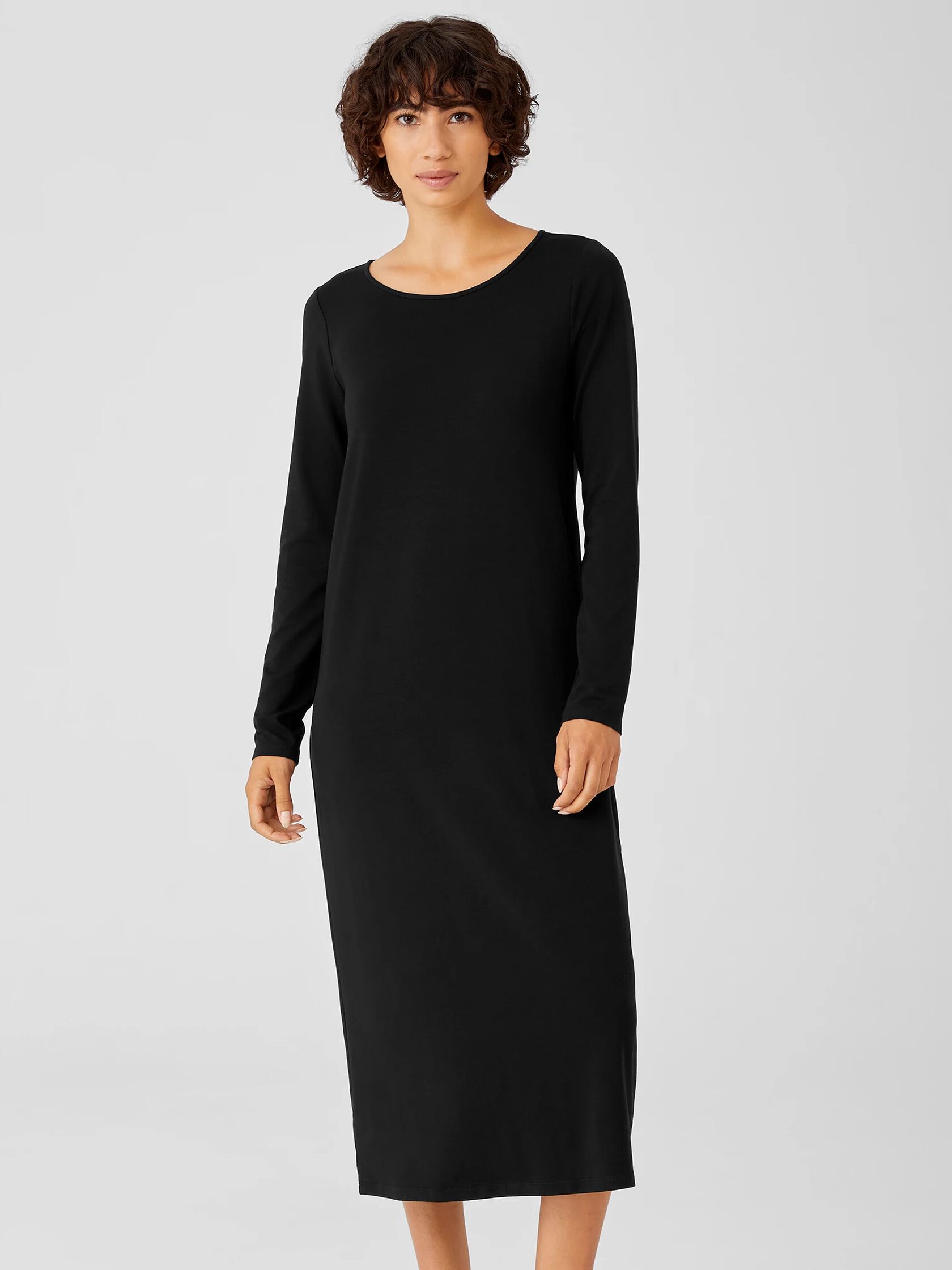 Stretch Jersey Knit Jewel Neck Dress