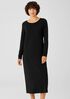 Stretch Jersey Knit Jewel Neck Dress