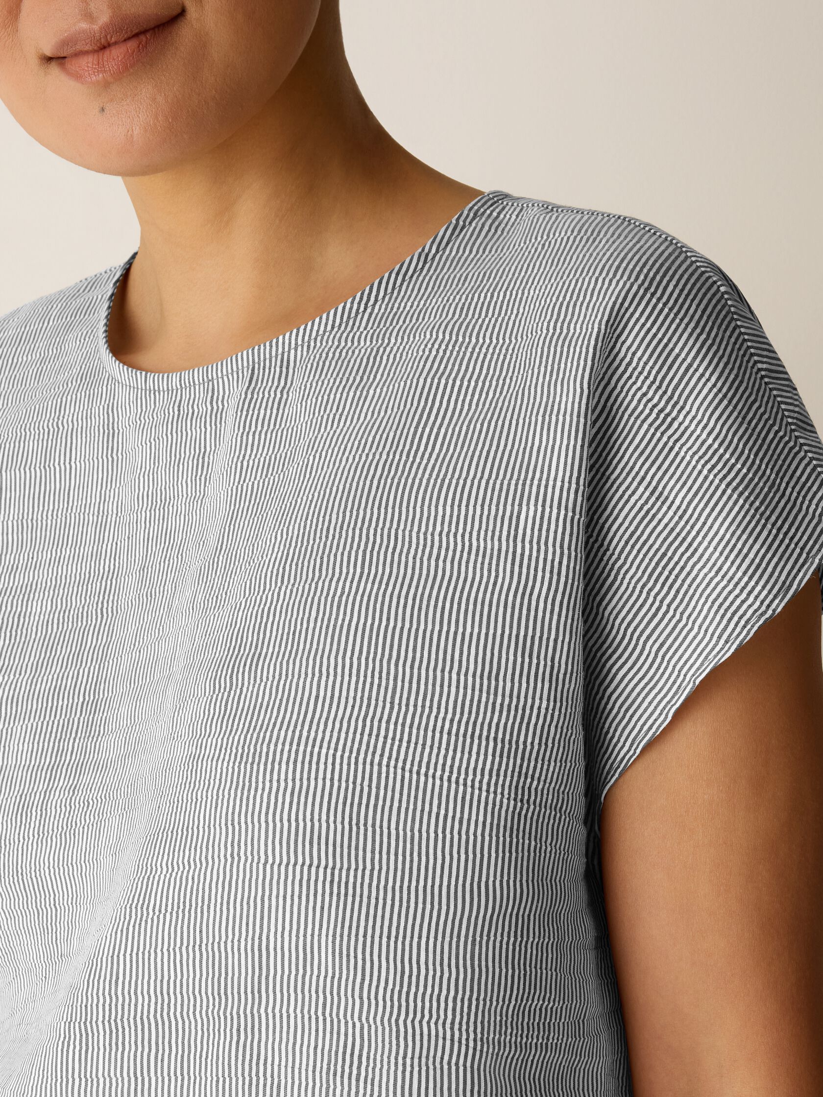 Striped Linen Sheen Square Top