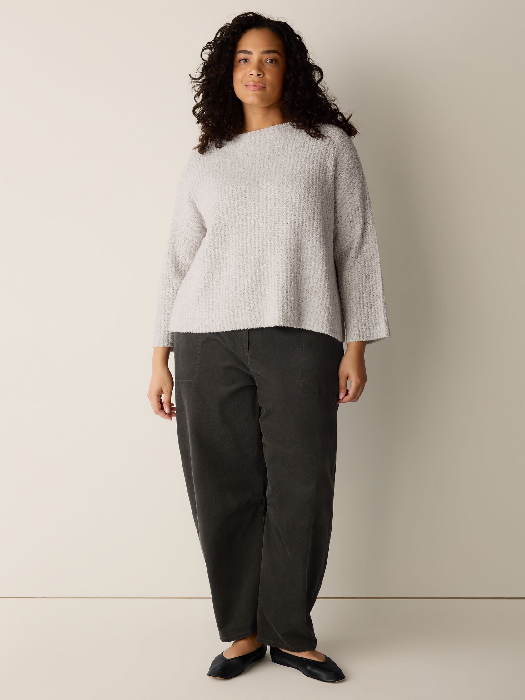 Organic Cotton Fluff Funnel Neck Top