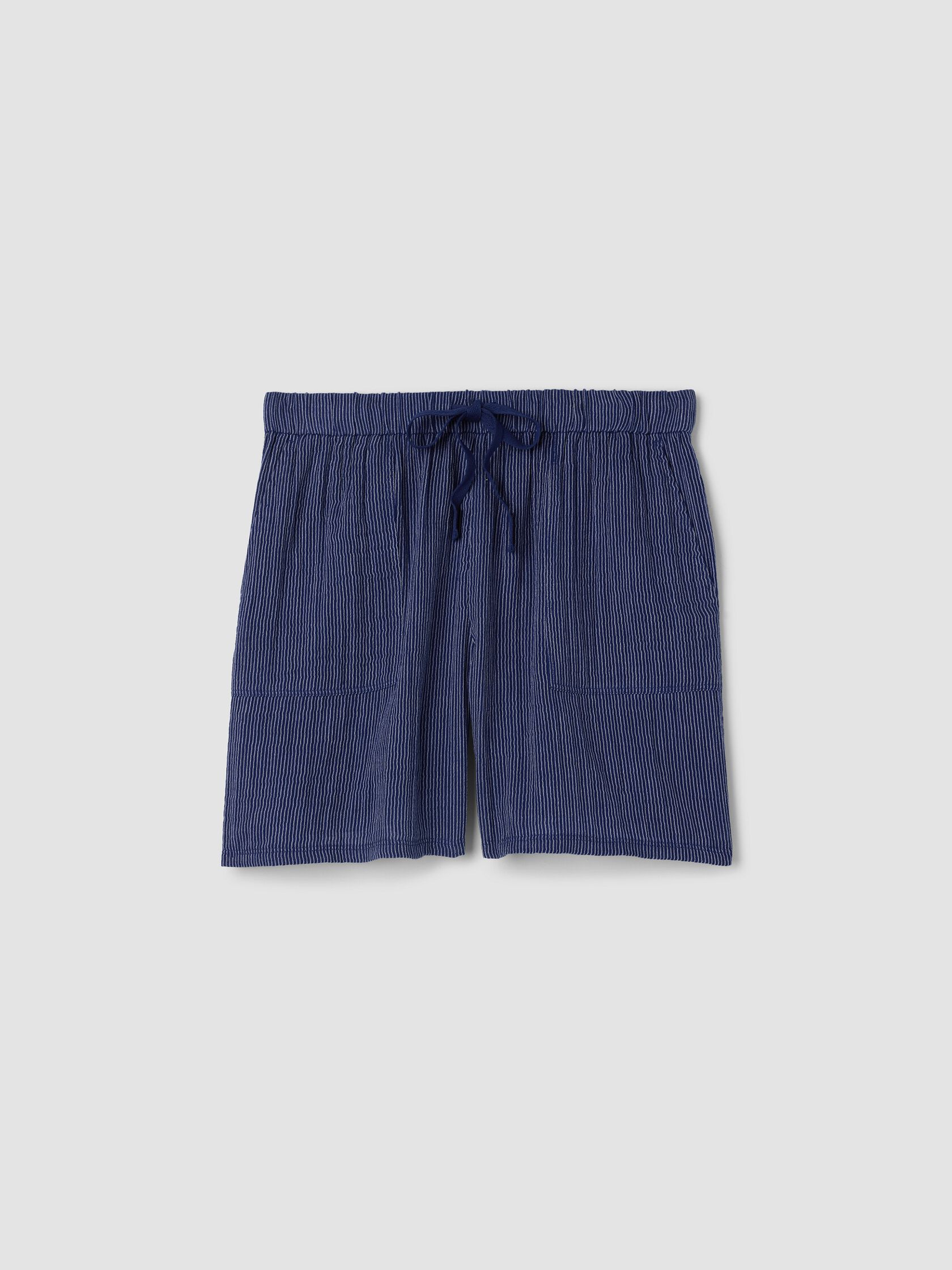 Striped Organic Cotton Gauze Walking Shorts