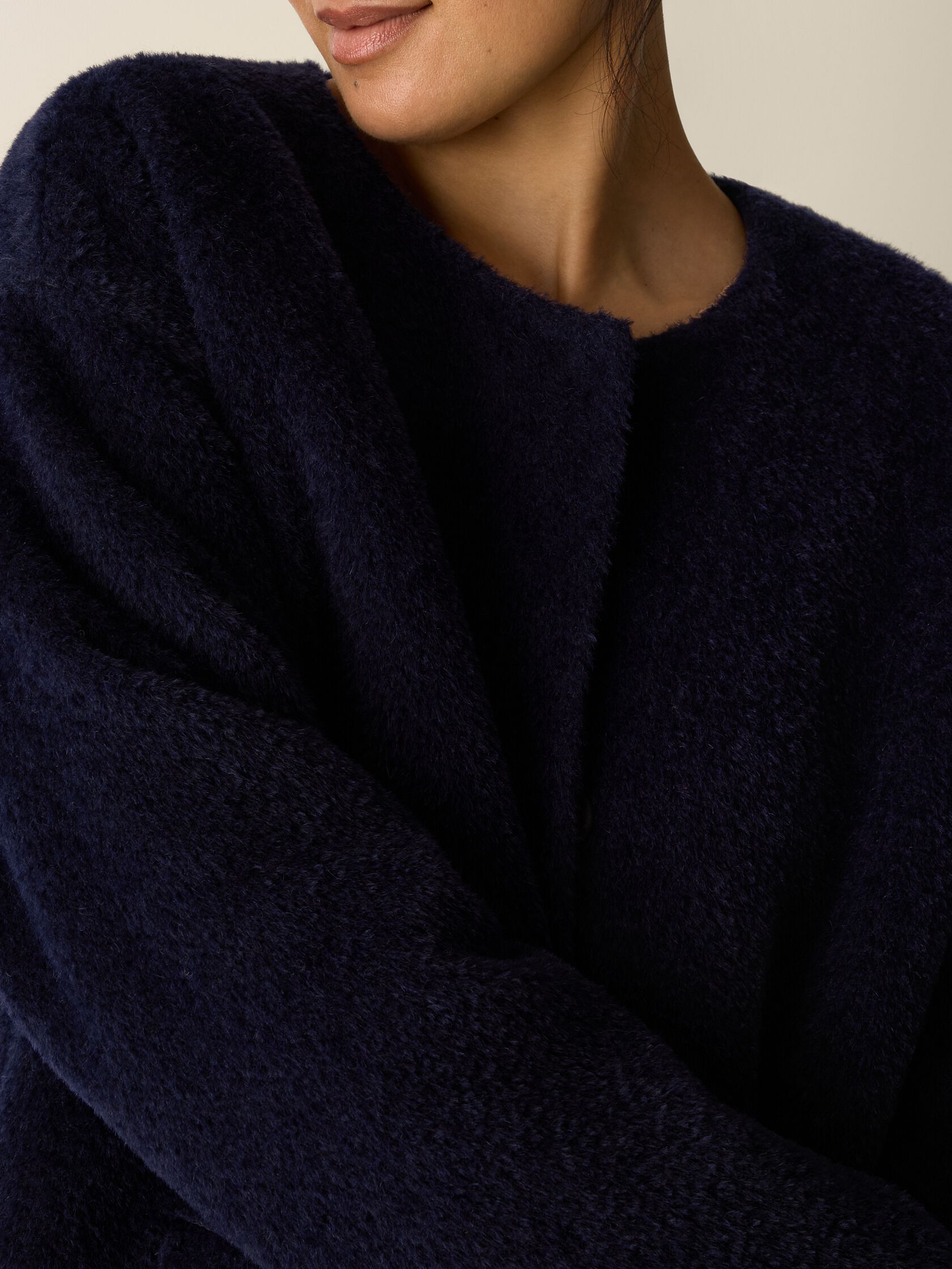 Fine Wool Alpaca Round Neck Coat