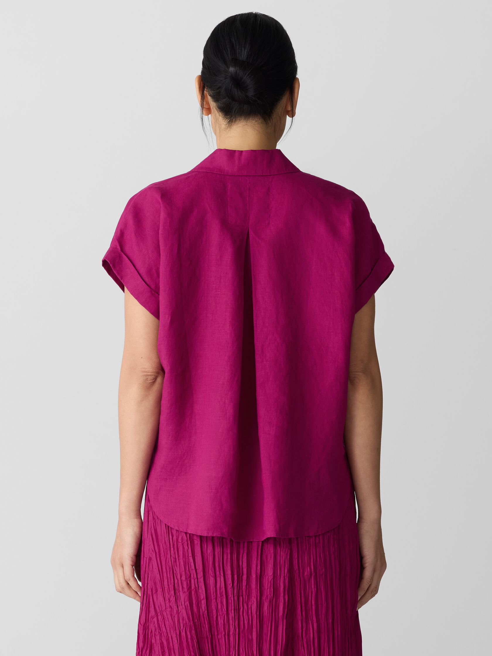 Organic Handkerchief Linen Notch Collar Top