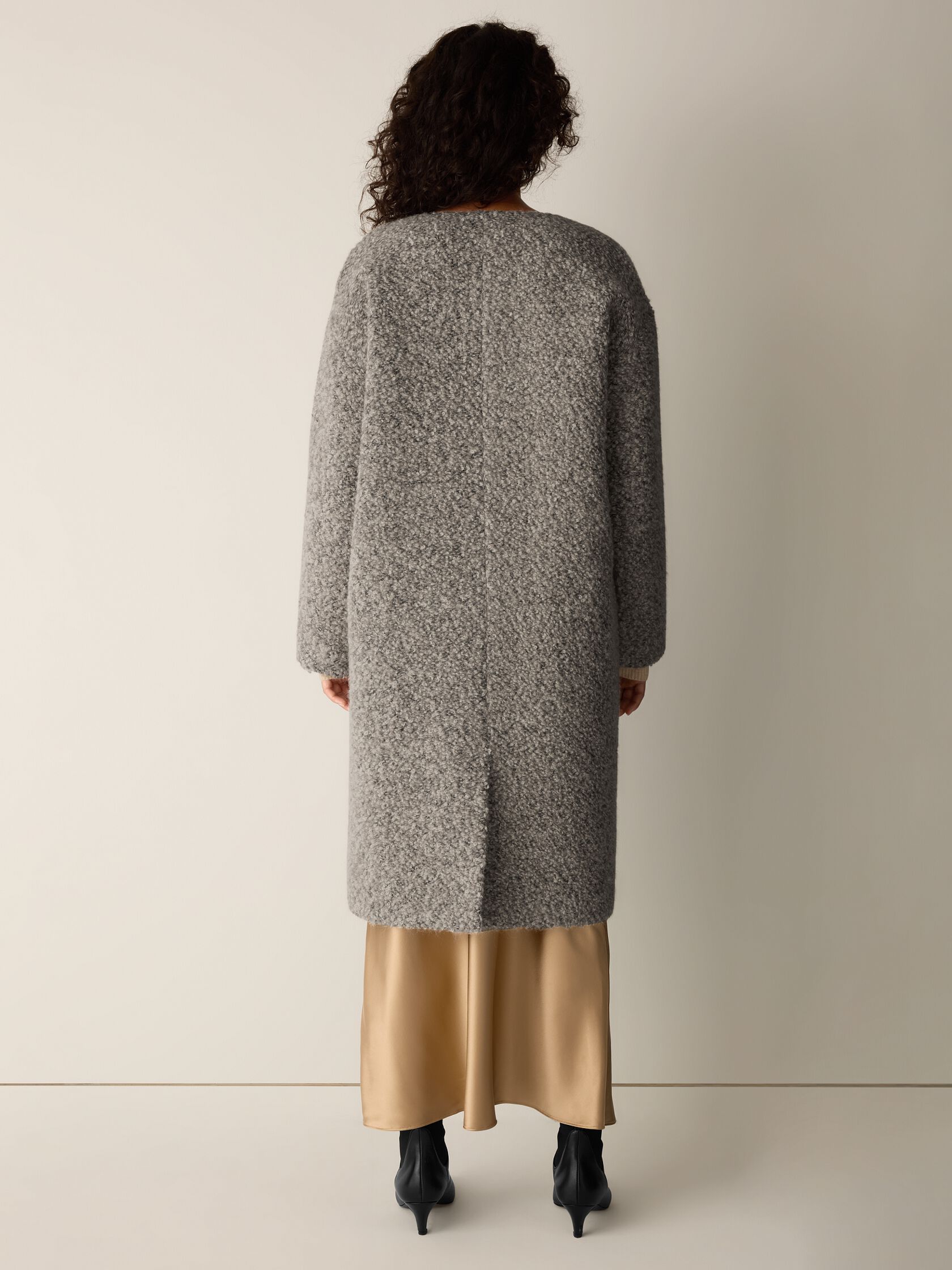 Curly Alpaca Wool Blend Round Neck Coat
