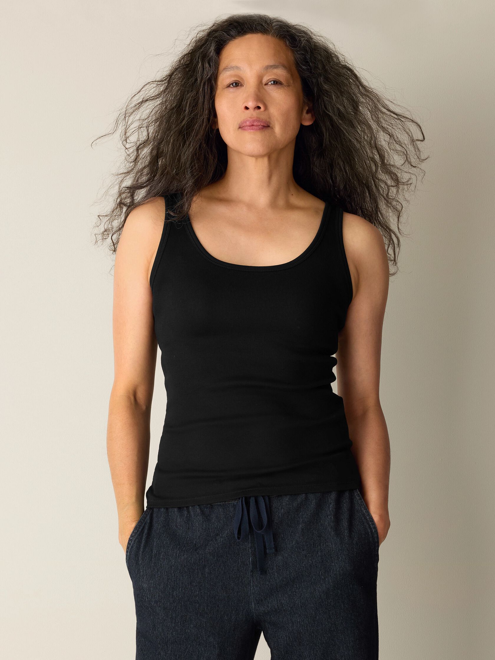Organic Cotton Stretch Rib Scoop Neck Tank