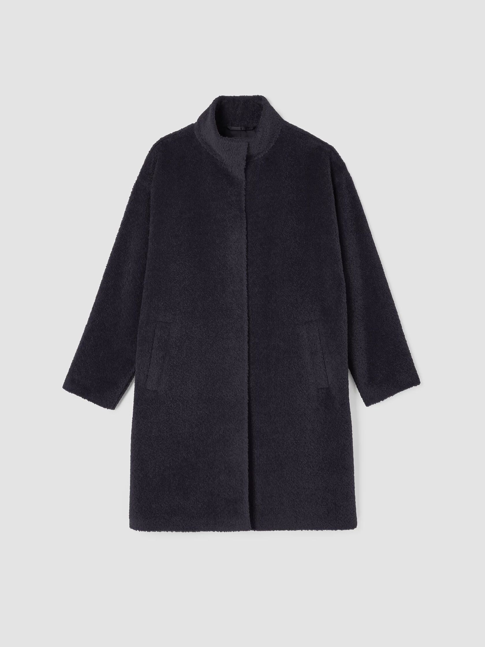 Sheared Suri Alpaca Stand Collar Coat