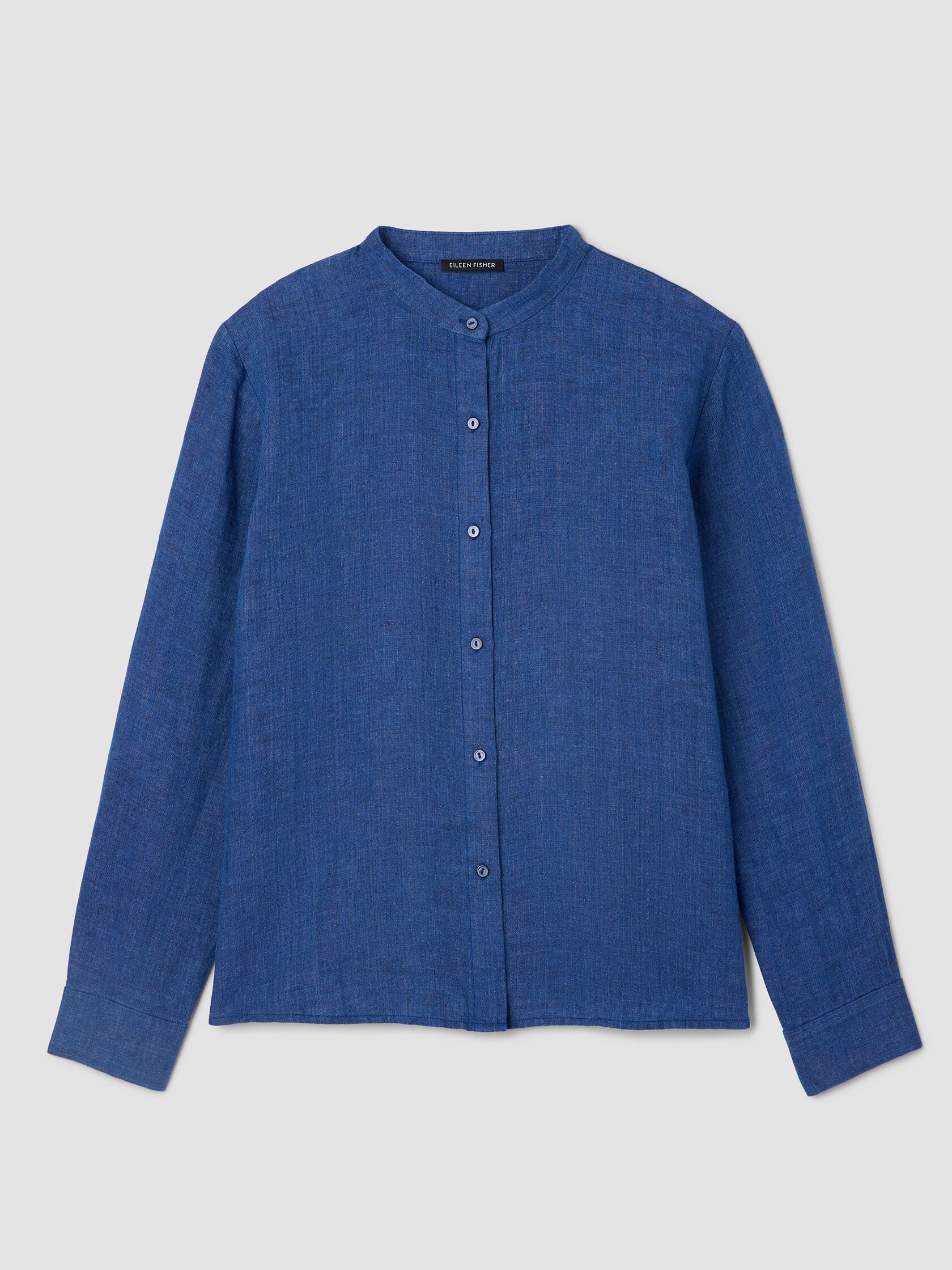 Washed Organic Linen D&eacute;lav&eacute; Band Collar Shirt