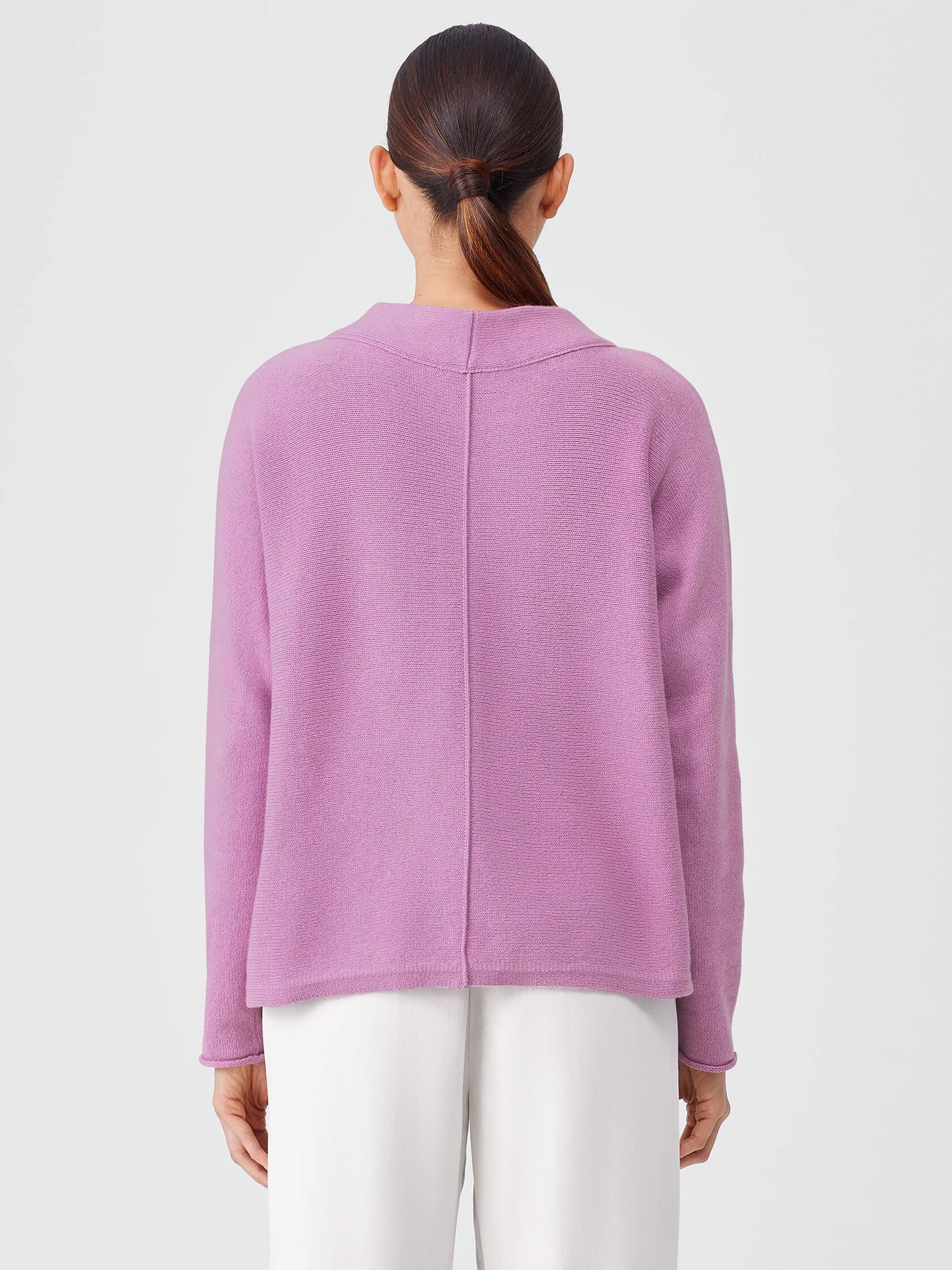 Cotton and Recycled Cashmere Mock Neck Top