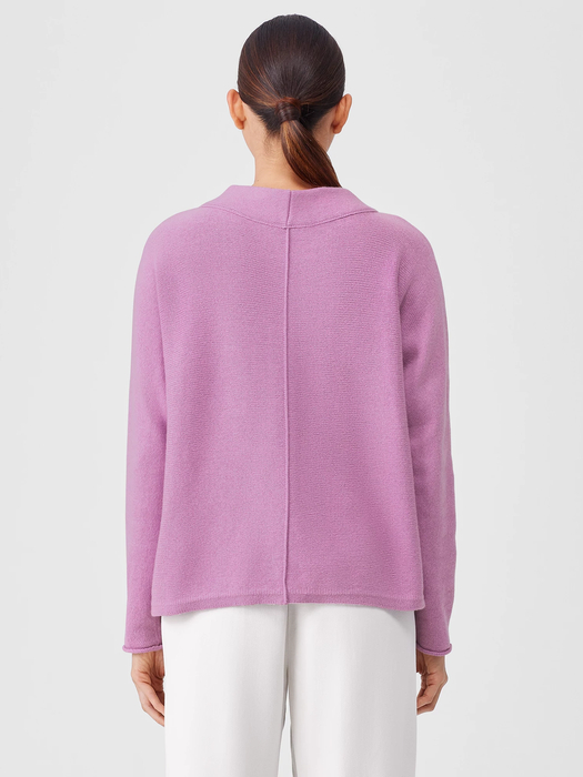 Cotton and Recycled Cashmere Mock Neck Top