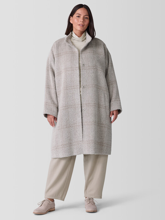 Luxe Alpaca Windowpane Stand Collar Coat