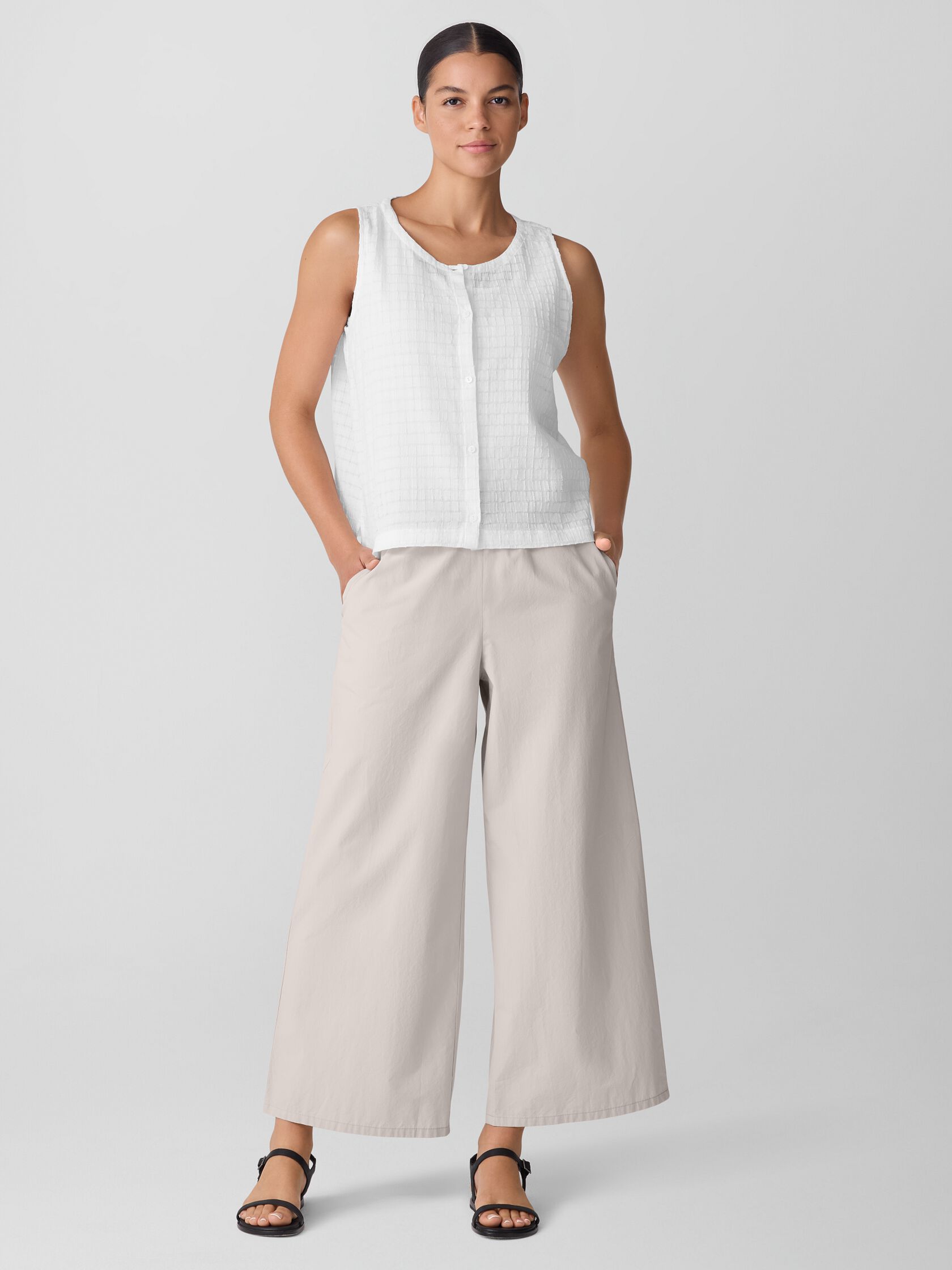 Washed Organic Cotton Poplin Wide-Leg Pant