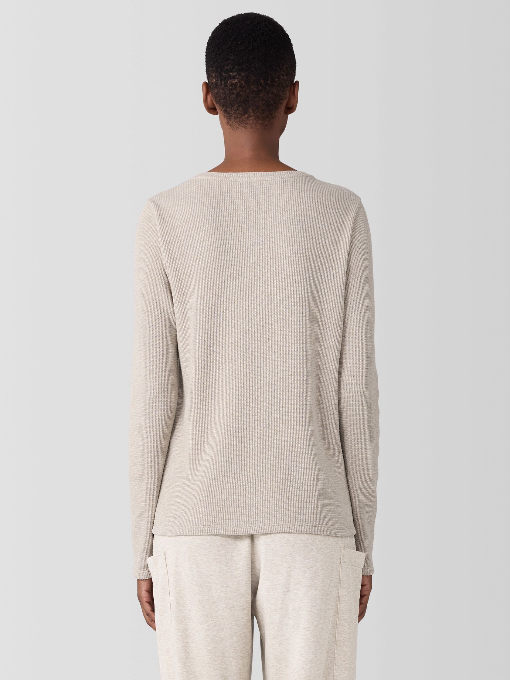 Mélange Organic Cotton Waffle Henley Sleep Top