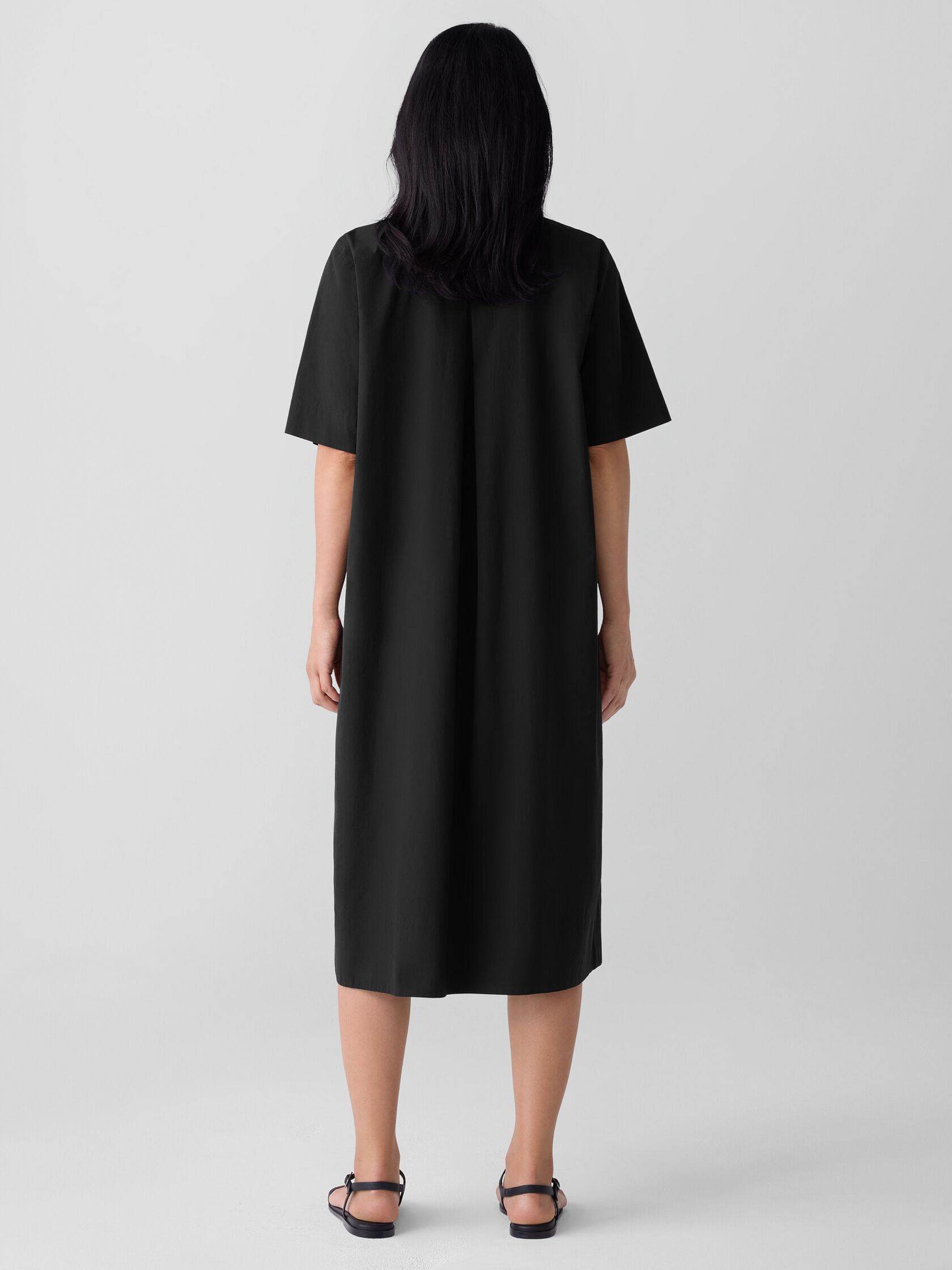 Washed Organic Cotton Poplin Split Neck Dress