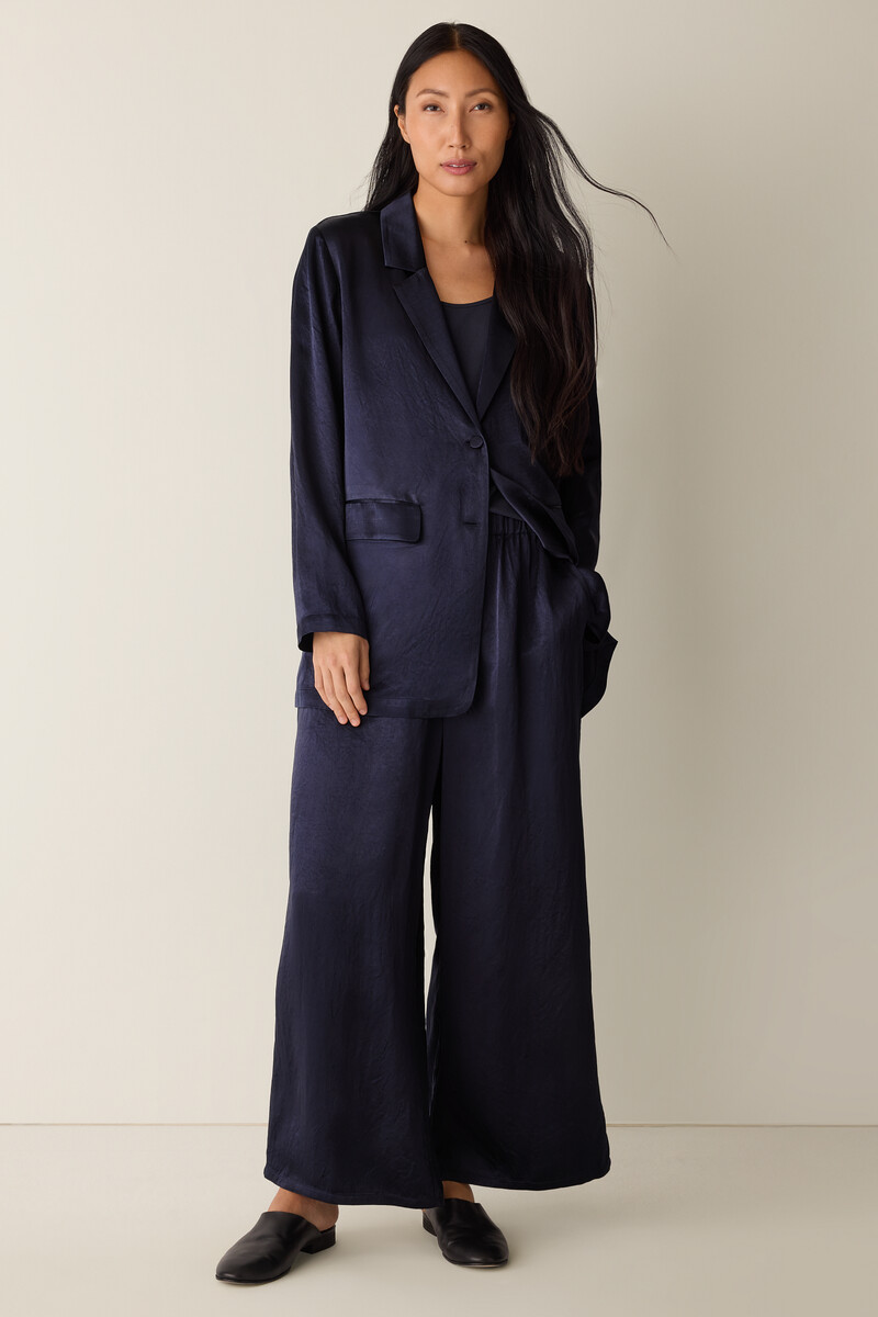 Textured Satin Long Blazer Textured Satin Long Blazer