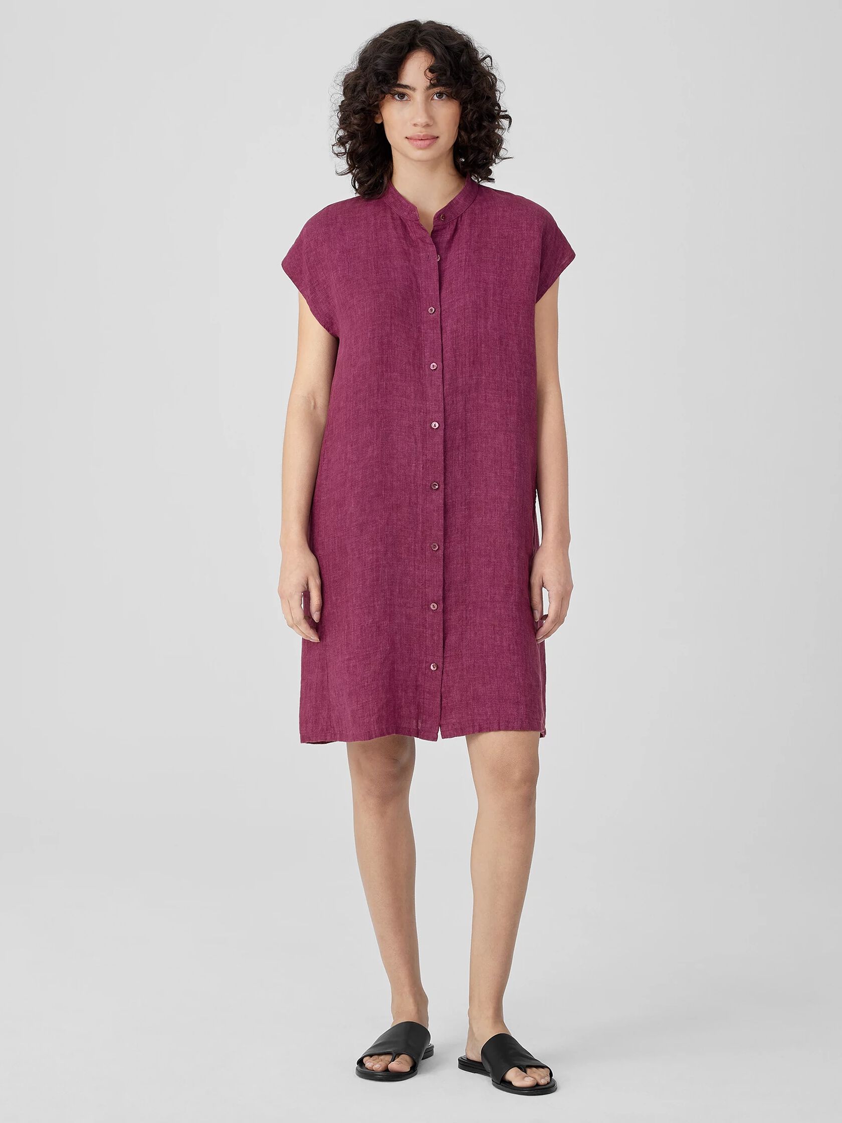 Washed Organic Linen Delave Shirtdress