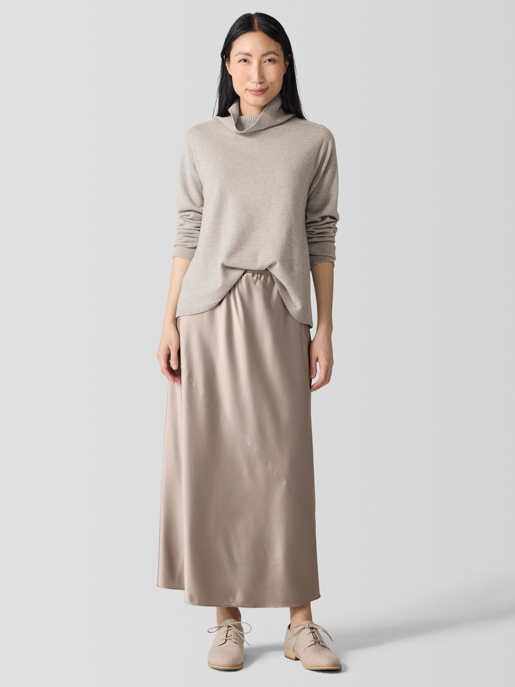 Stretch Silk Charmeuse Bias Skirt