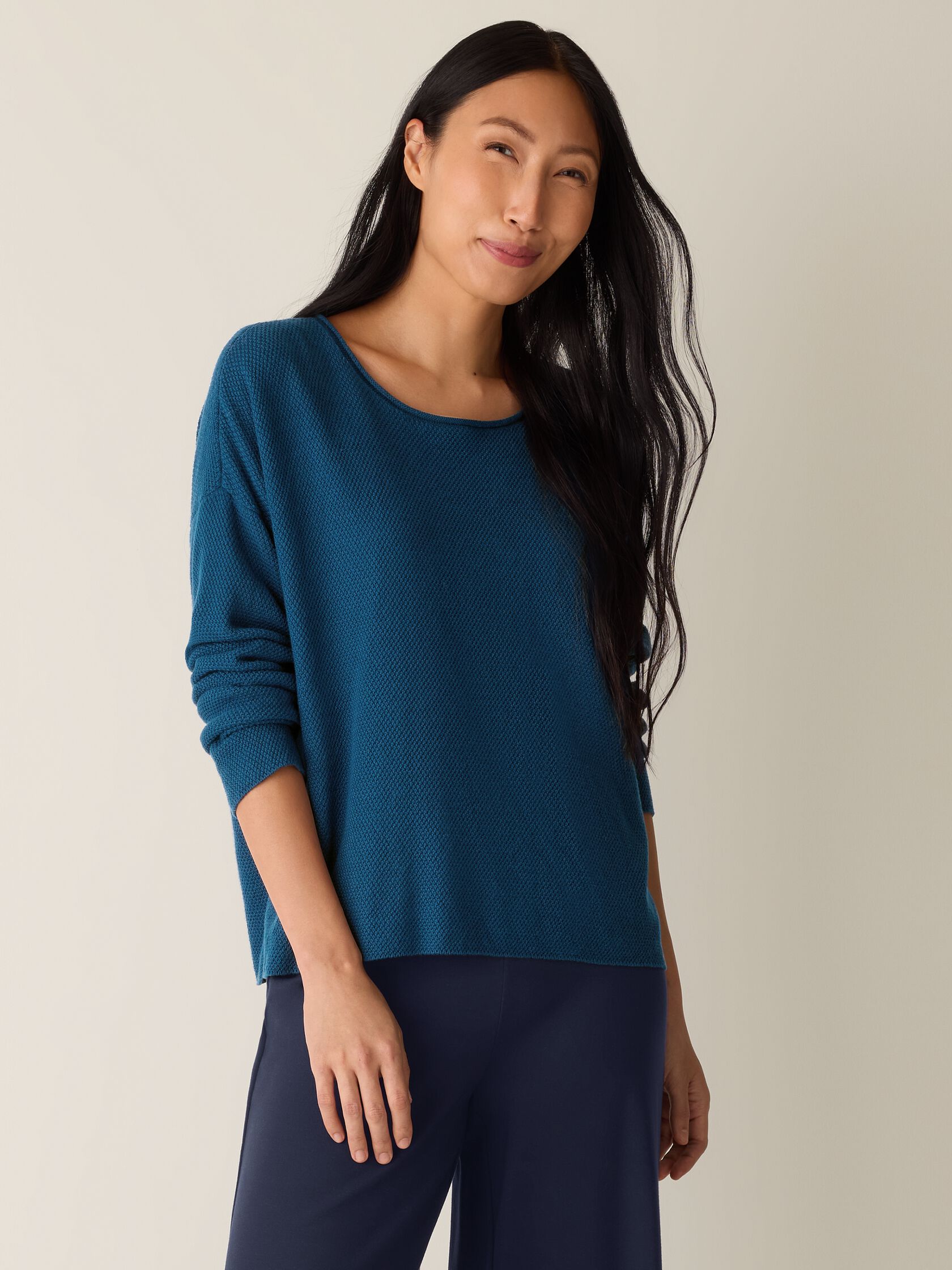 Peruvian Cotton Blend Jewel Neck Top